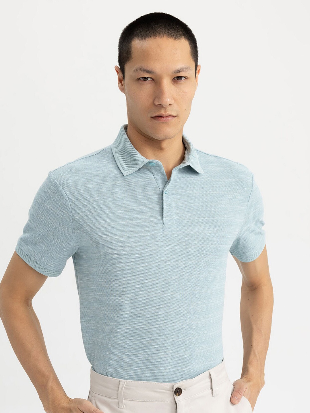 

DeFacto Men Polo Collar T-shirt, Sea green