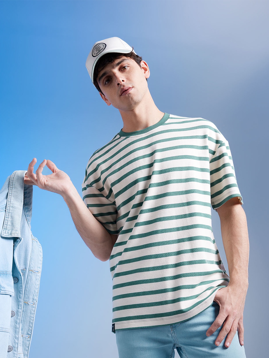 

DeFacto Striped Regular Knitted T-shirt, White