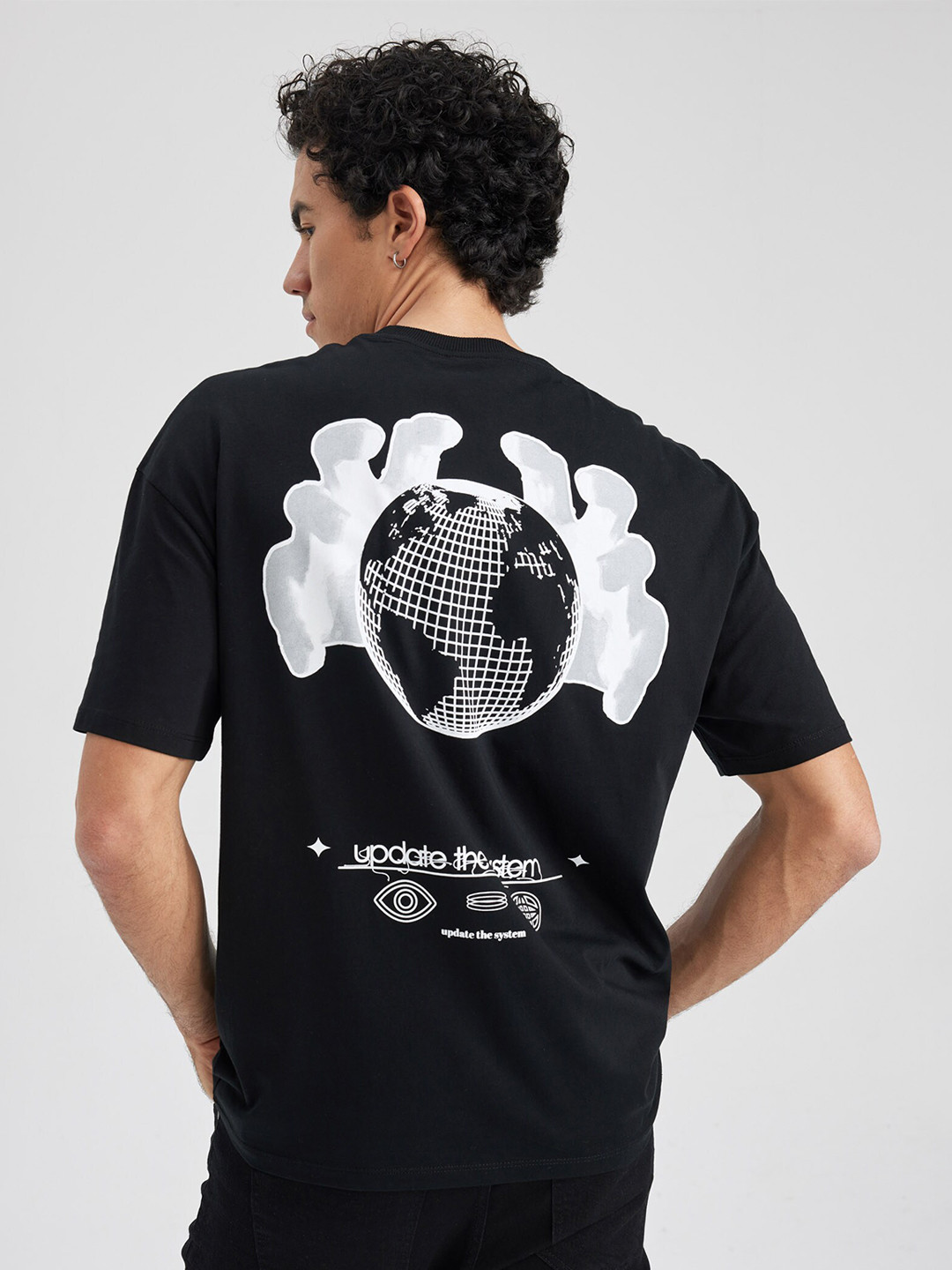 

DeFacto Graphic Printed Pure Cotton T-shirt, Black
