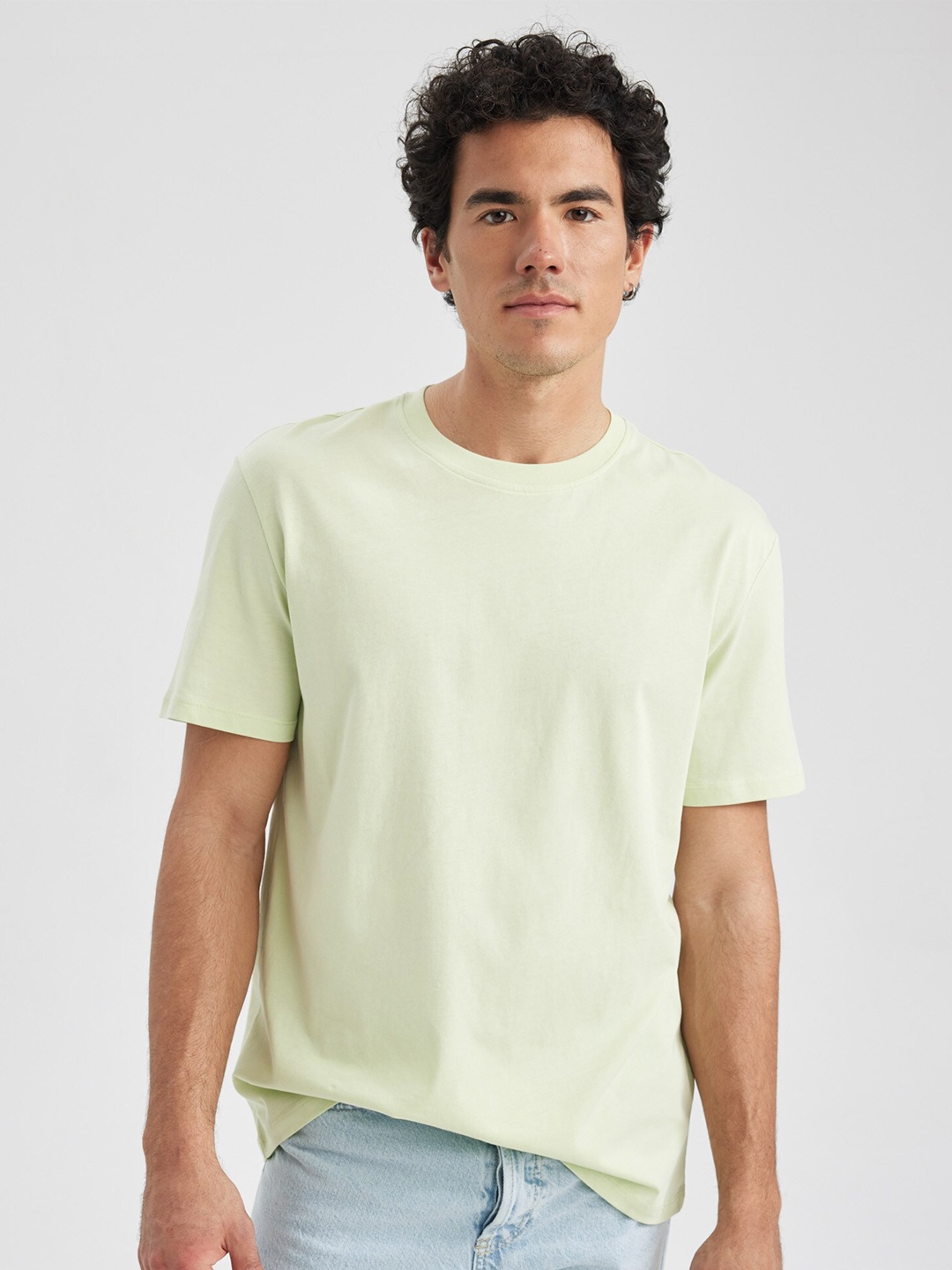 

DeFacto Round Neck Pure Cotton T-shirt, Yellow