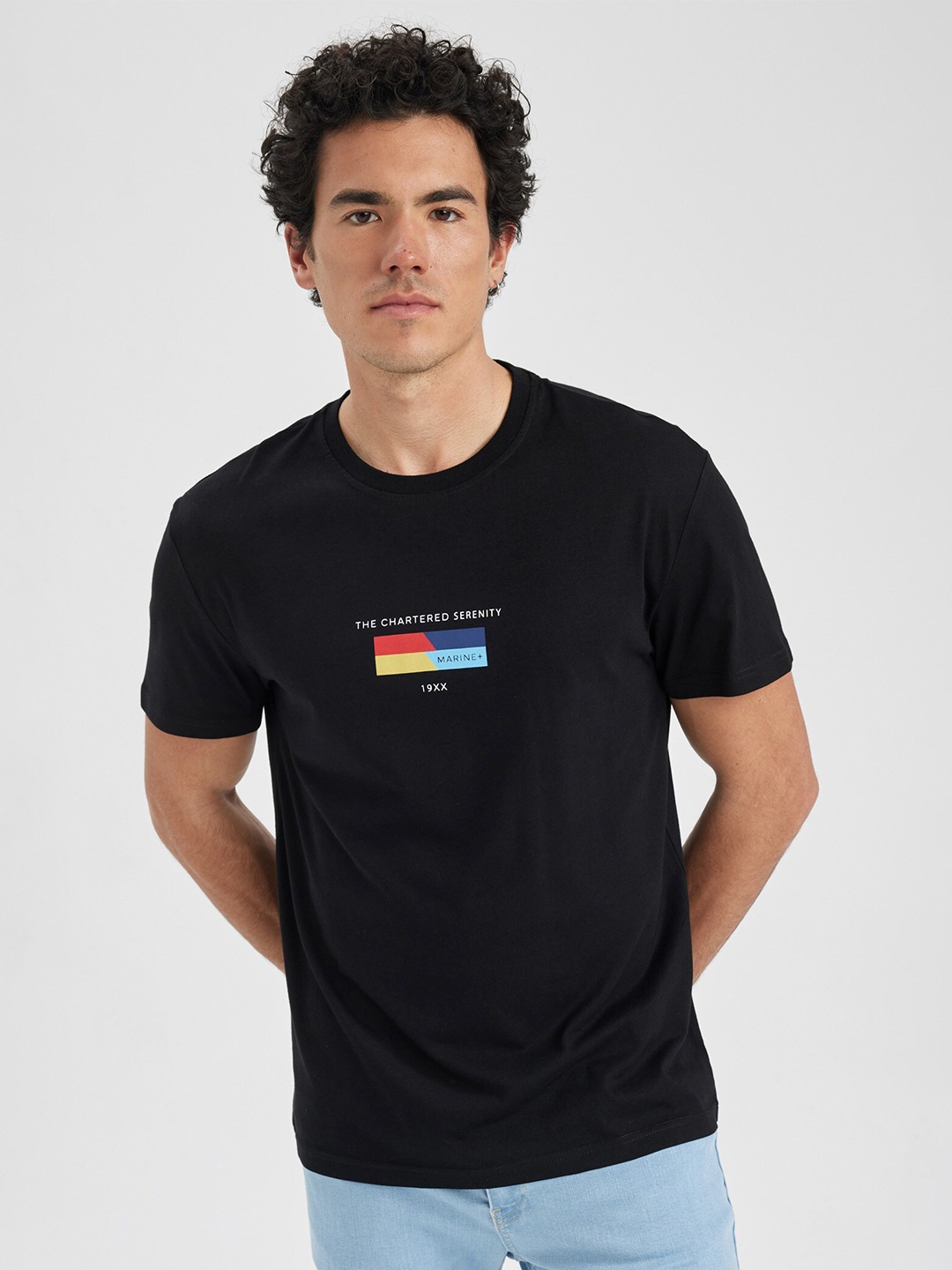 

DeFacto Typography Printed T-shirt, Black