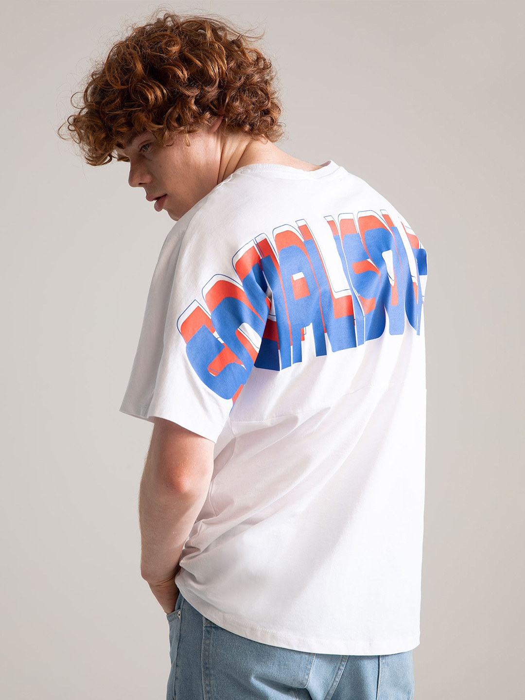 

DeFacto Men Printed Pure Cotton T-shirt, White