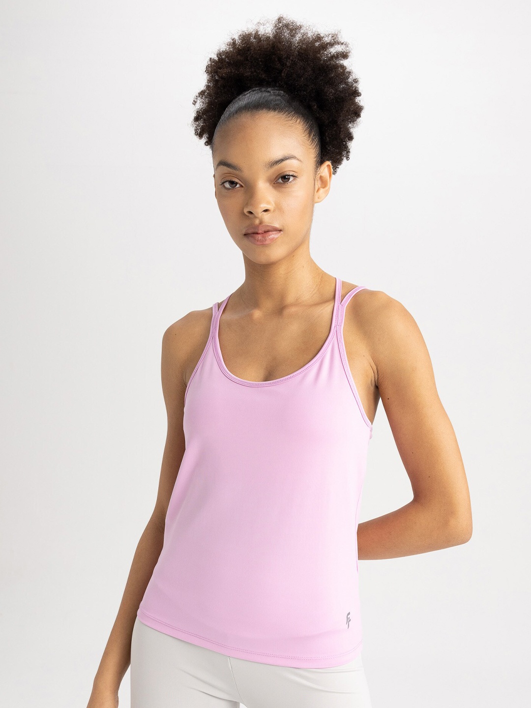 

DeFacto Shoulder Strap Crop Tank Top, Pink