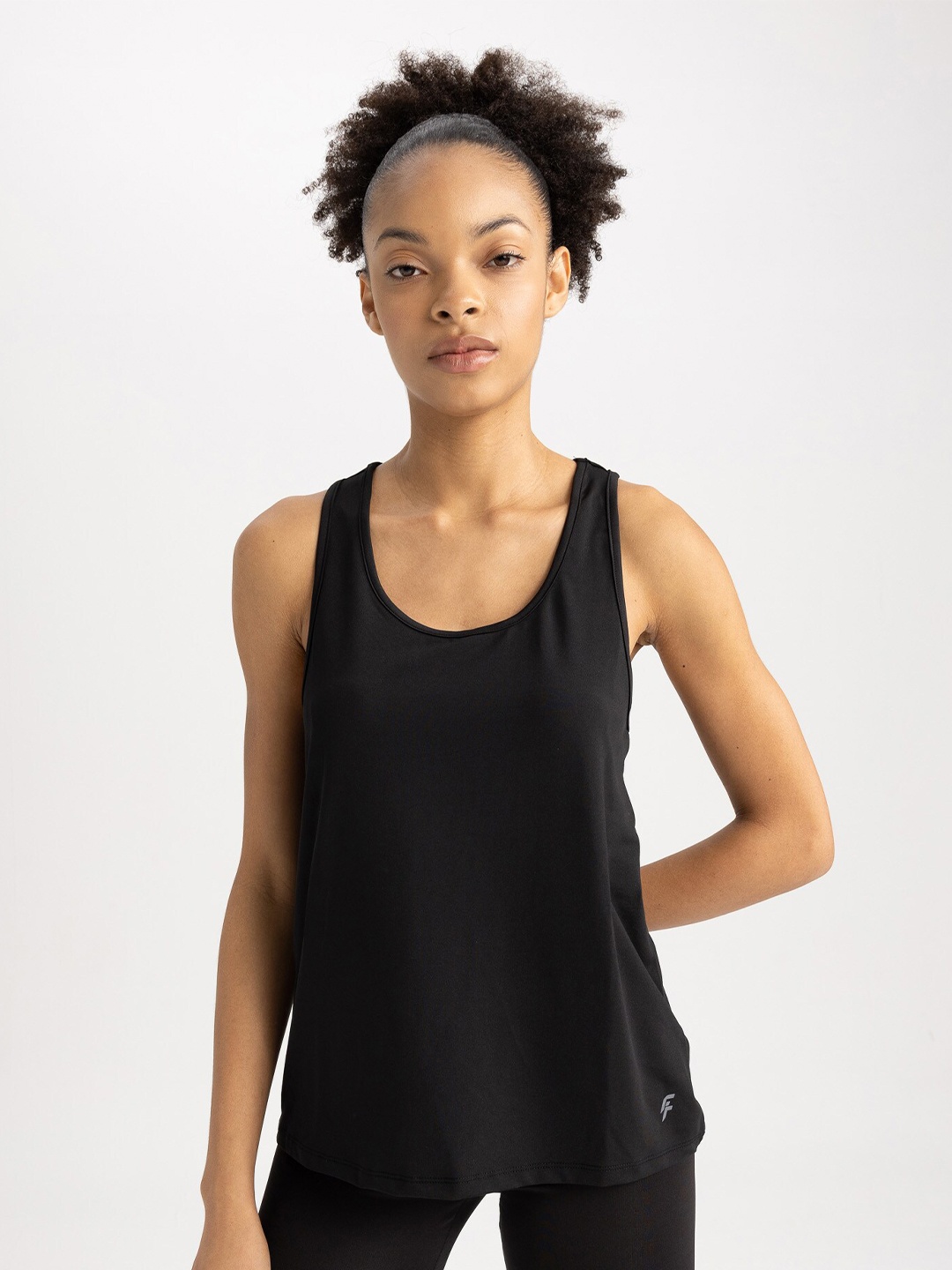 

DeFacto Scoop Neck Tank Top, Black