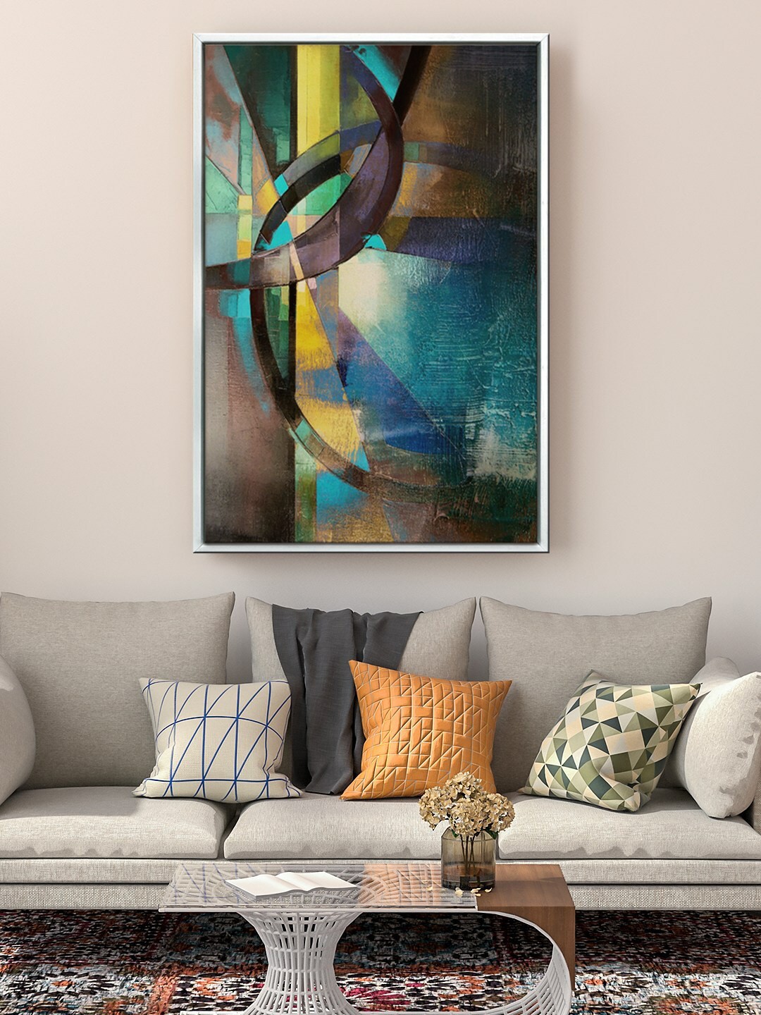 

999Store Black & Blue Abstract Painting Wall Art