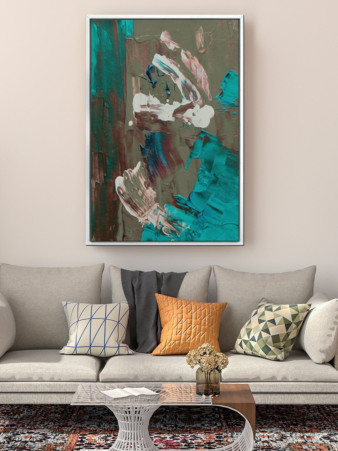 

999Store Grey & Blue Abstract Painting Wall Art