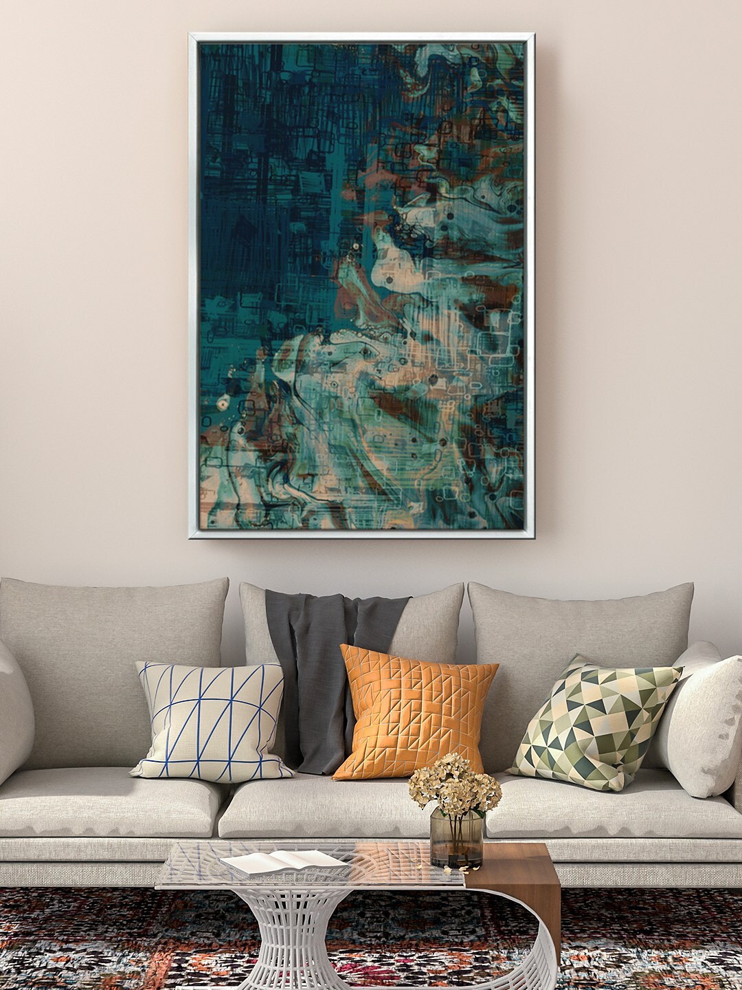 

999Store Floating Blue & Black Abstract Painting Wall Art