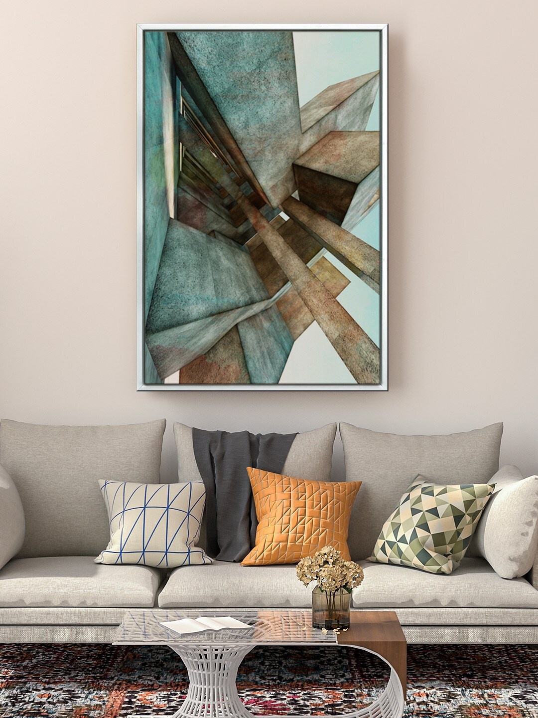 

999Store Floating Blue & Brown Abstract Painting Wall Art