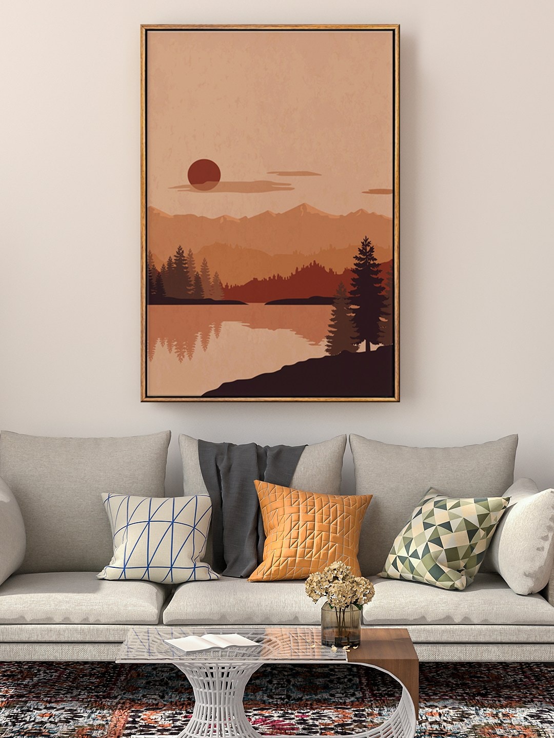 

999Store Peach Colored Framed Painting Floating Framed Wall Art