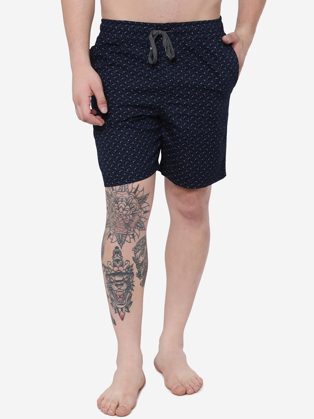 

JADE BLUE Men Conversational Printed Mid-Rise Casual Shorts, Navy blue