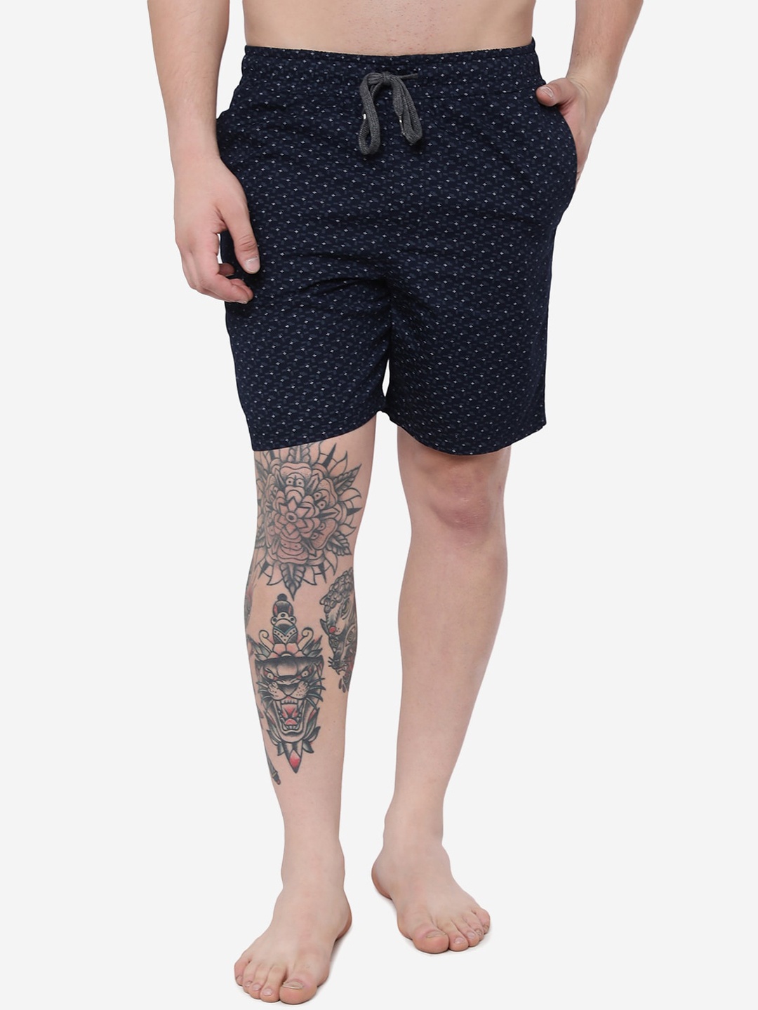 

JADE BLUE Men Conversational Printed Mid-Rise Casual Shorts, Navy blue