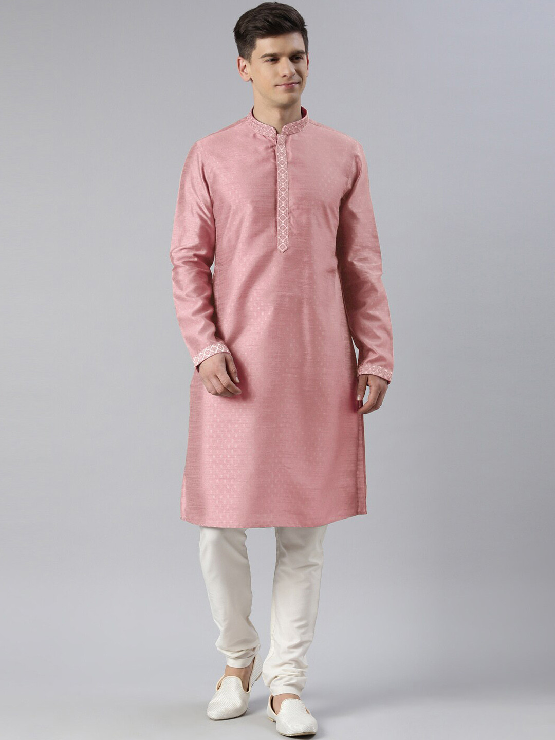 

TheEthnic.Co Self Design Pure Cotton Kurta with Churidar, Pink