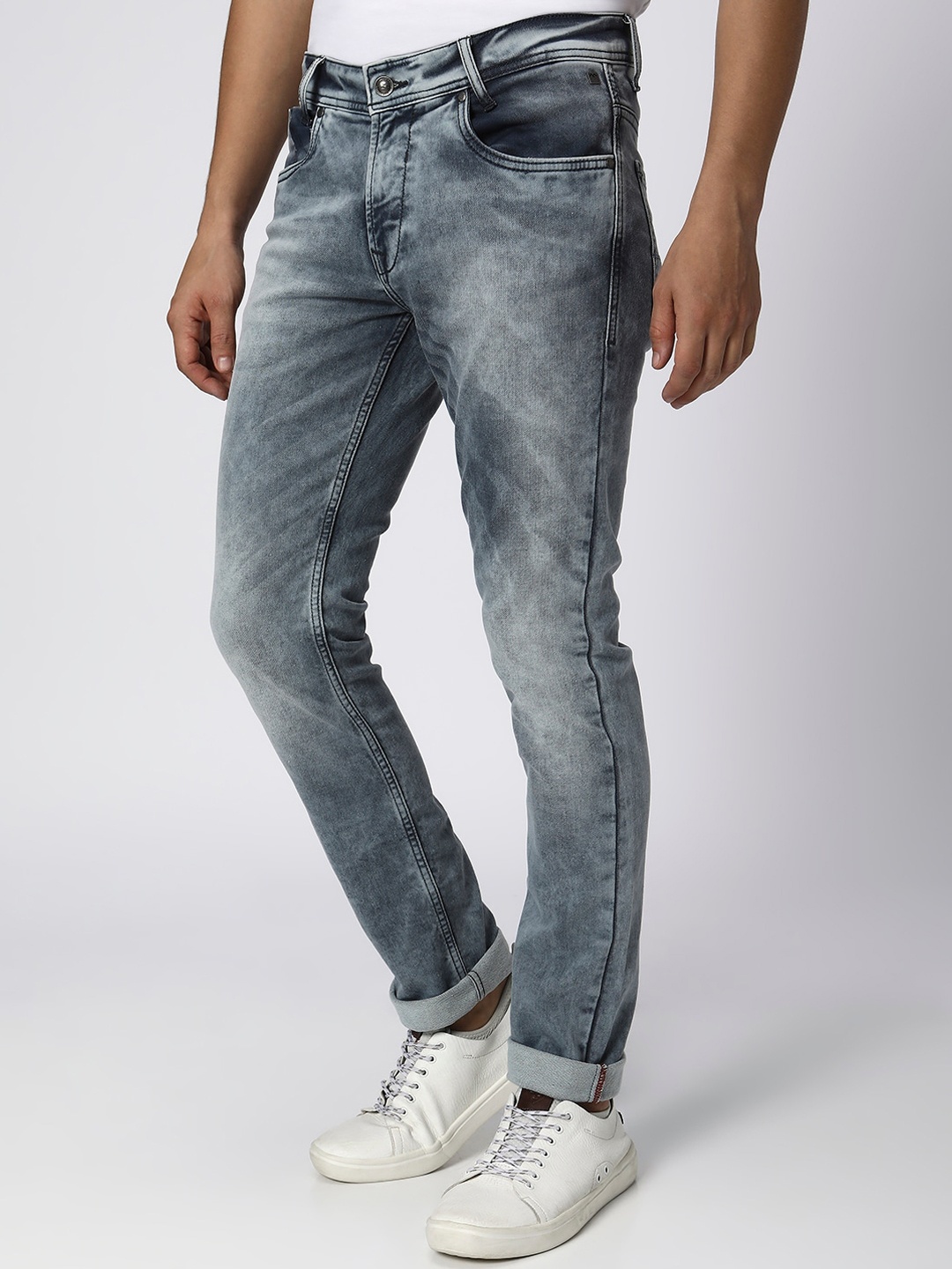 

Mufti Men Mid-Rise Slim Fit Heavy Fade Clean Look Stretchable Jeans, Grey