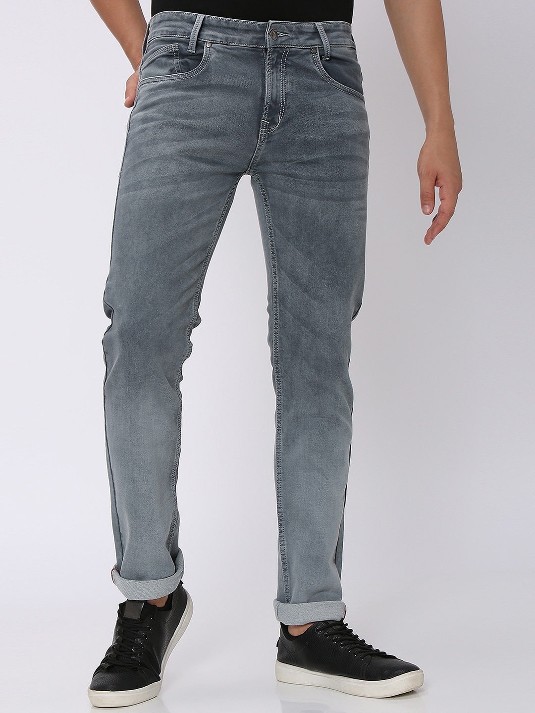 

Mufti Men Mid-Rise Clean Look Light Fade Stretchable Jeans, Grey