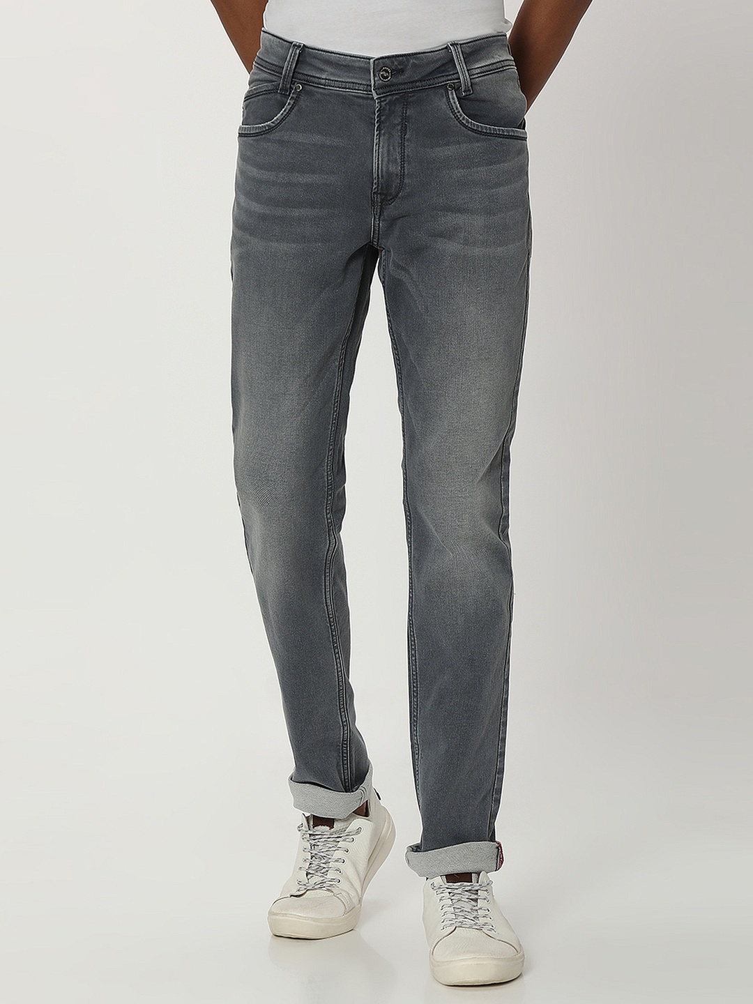 

Mufti Men Mid-Rise Slim Fit Heavy Fade Clean Look Stretchable Jeans, Grey