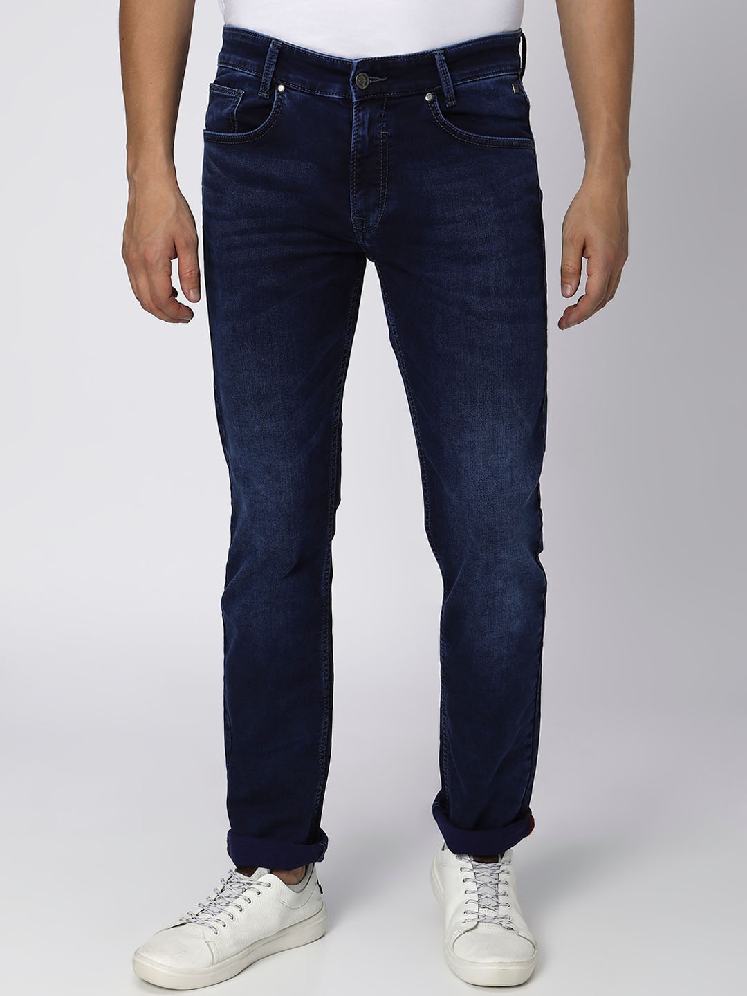 

Mufti Men Straight Fit Mid-Rise Clean Look Light Fade Stretchable Jeans, Blue