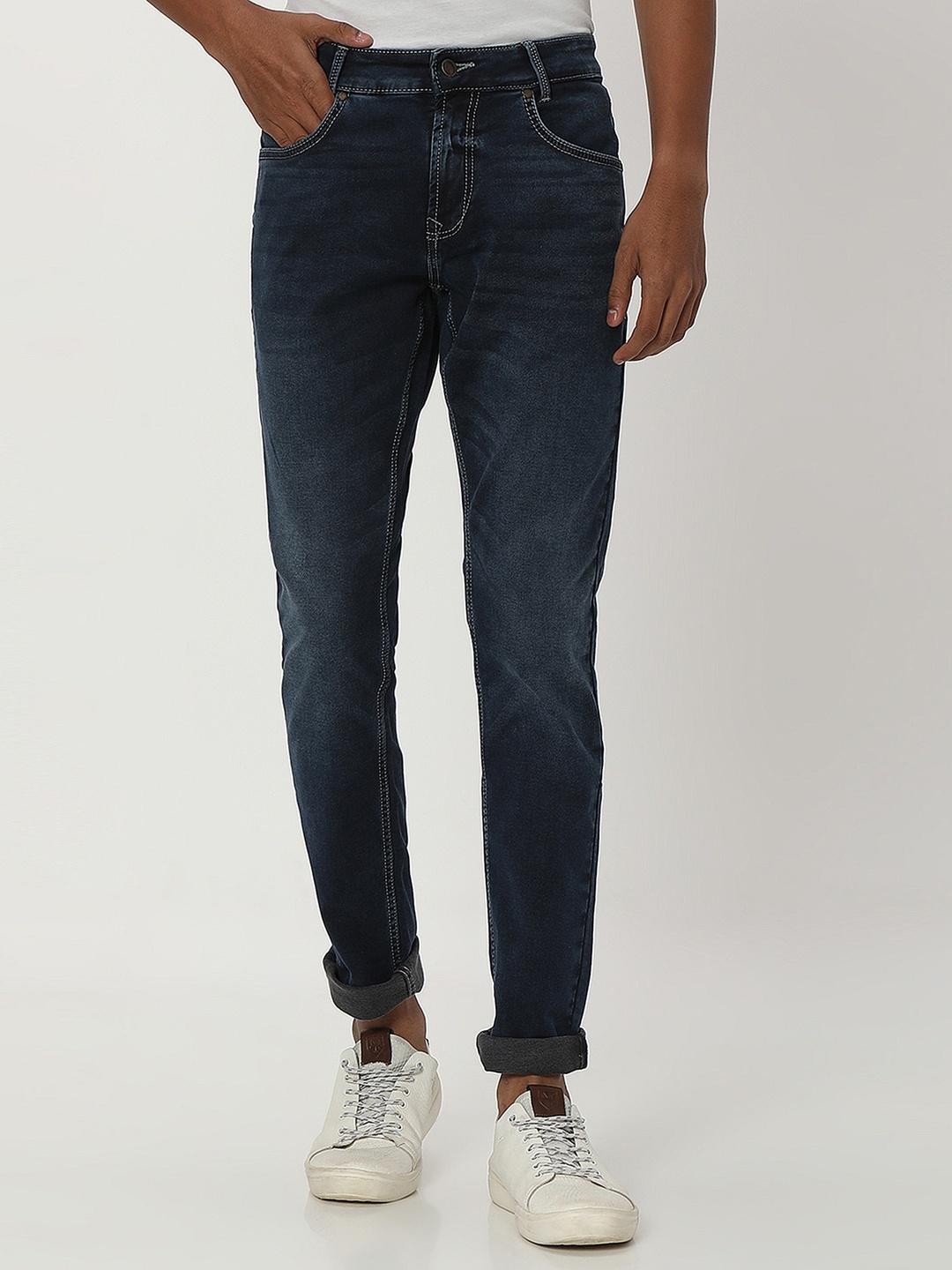

Mufti Men Skinny Fit Whiskers Stretchable Jeans, Blue