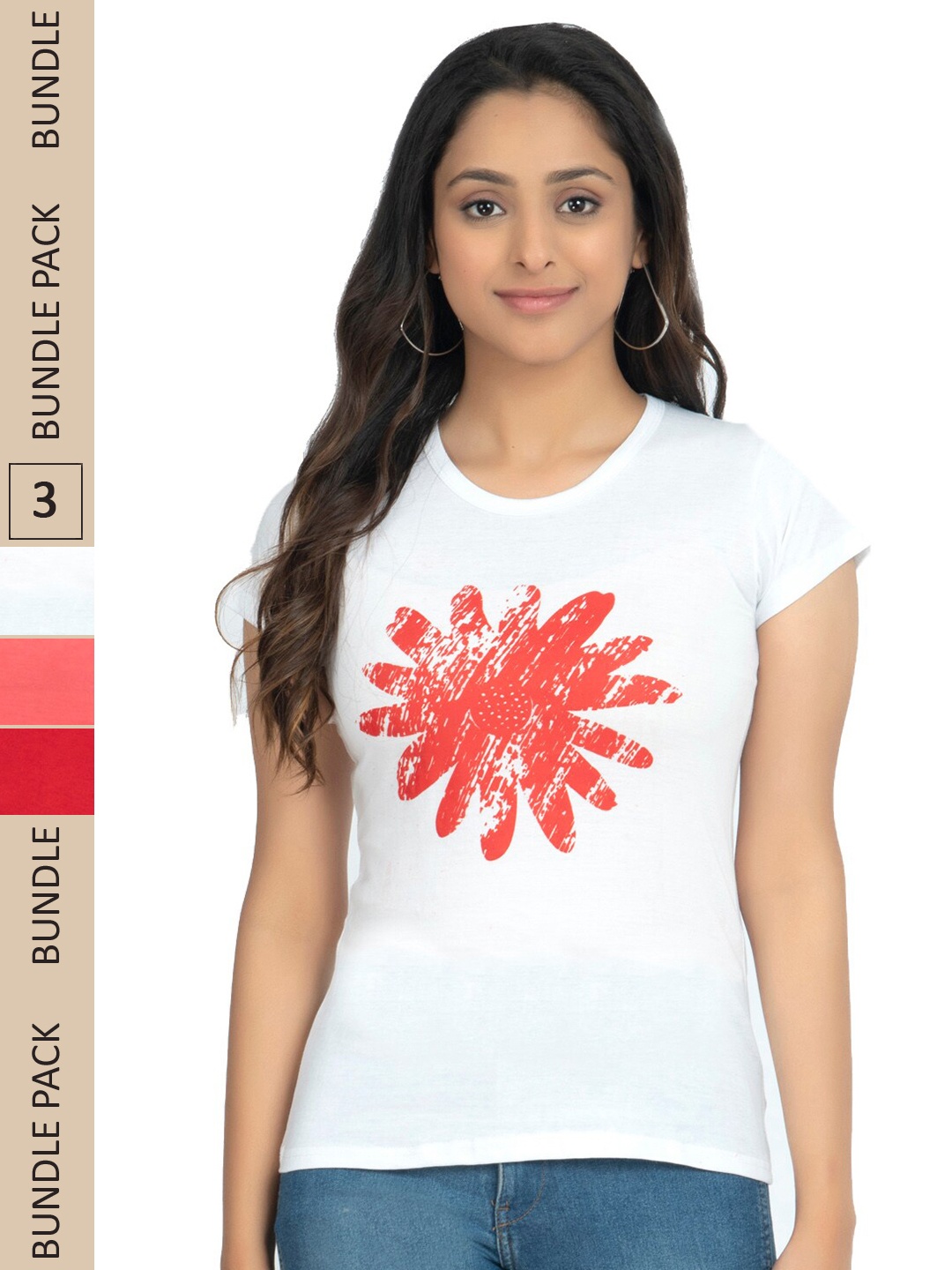 

IndiWeaves Pack of 3 Printed Cotton T-Shirt, Multi