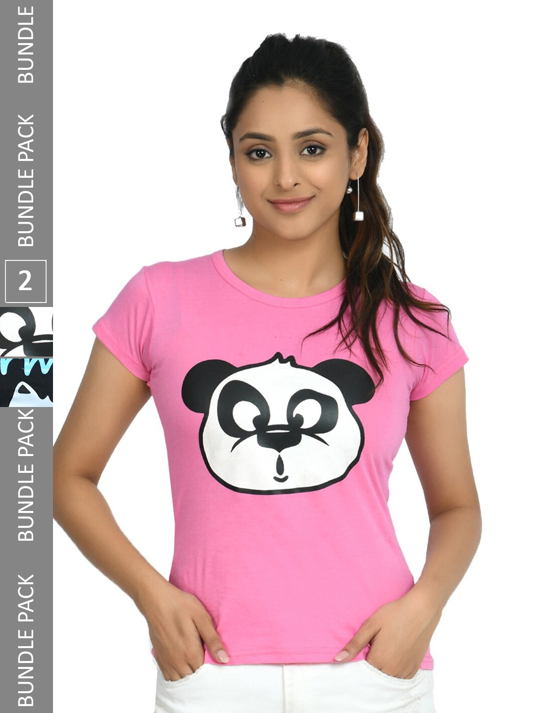 

IndiWeaves Pack Of 2 Printed Pure Cotton T-shirt, Pink