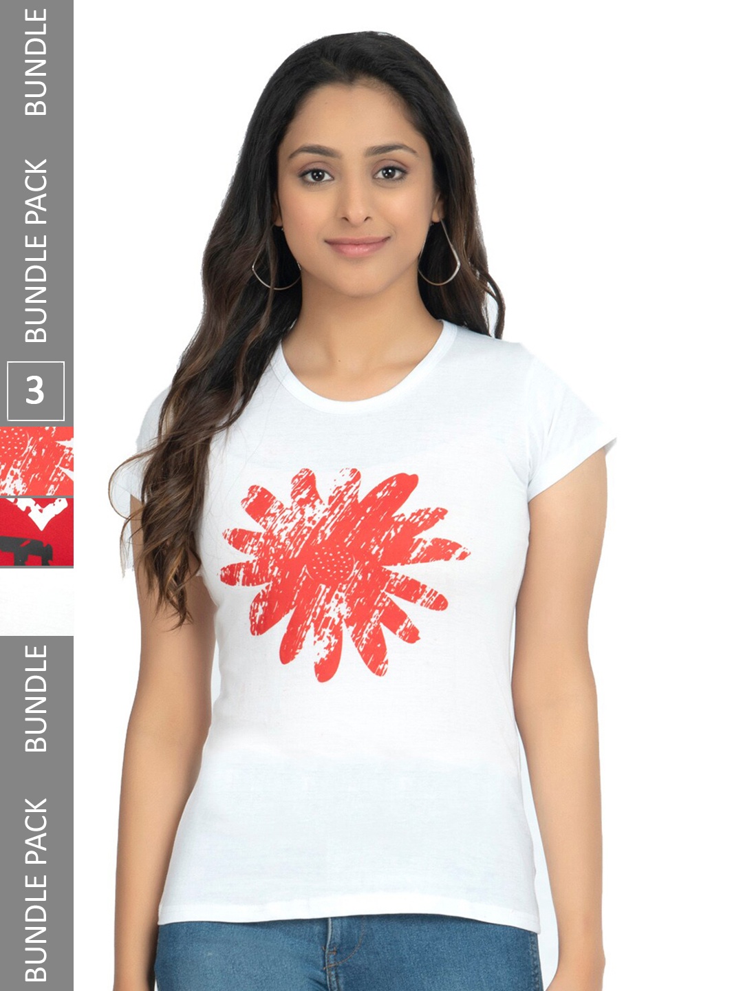 

IndiWeaves Pack Of 2 Printed Pure Cotton T-shirt, White