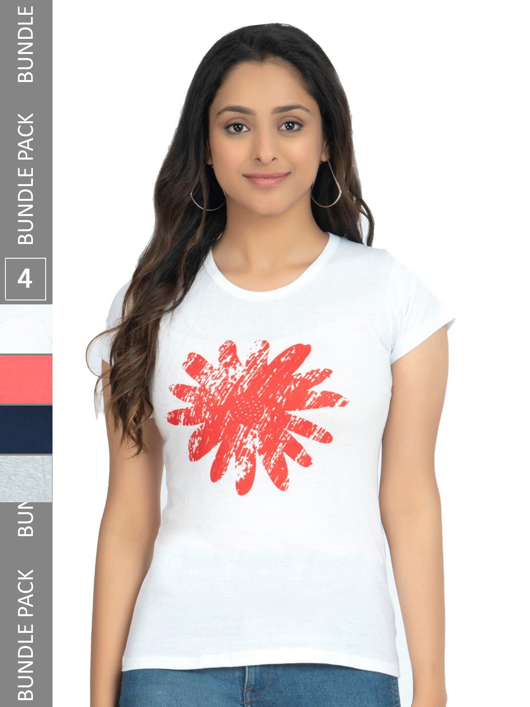 

IndiWeaves Pack Of 4 Conversational Printed Pure Cotton T-shirt, White