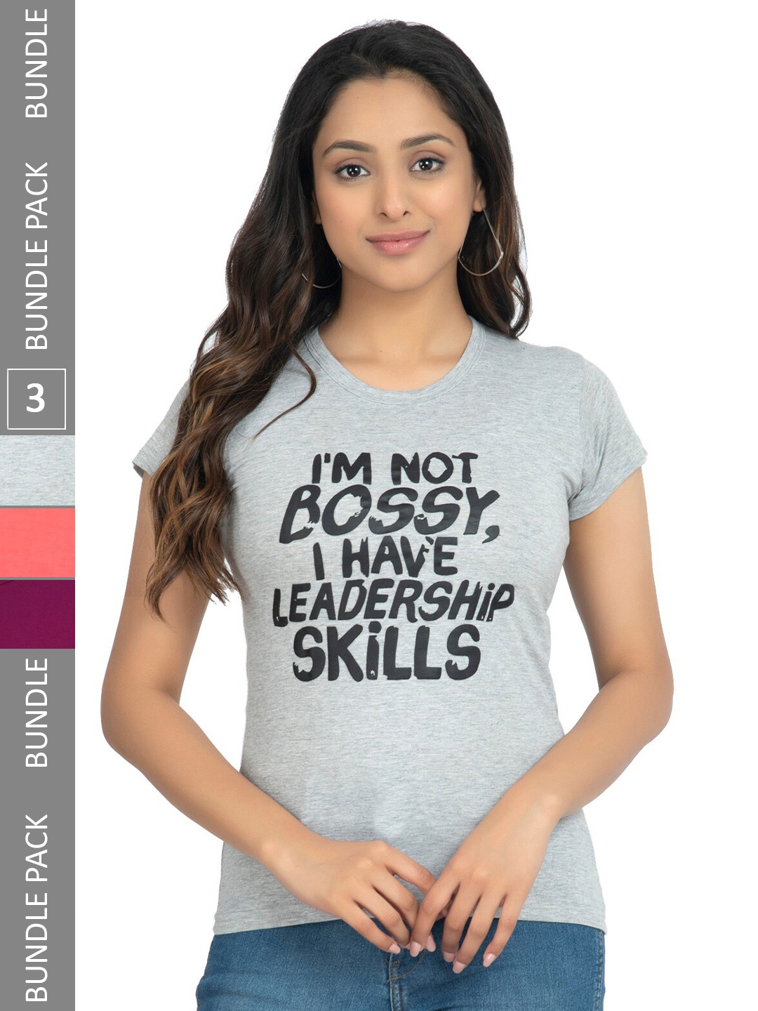

IndiWeaves Pack Of 3 Printed Cotton T-shirt, Grey