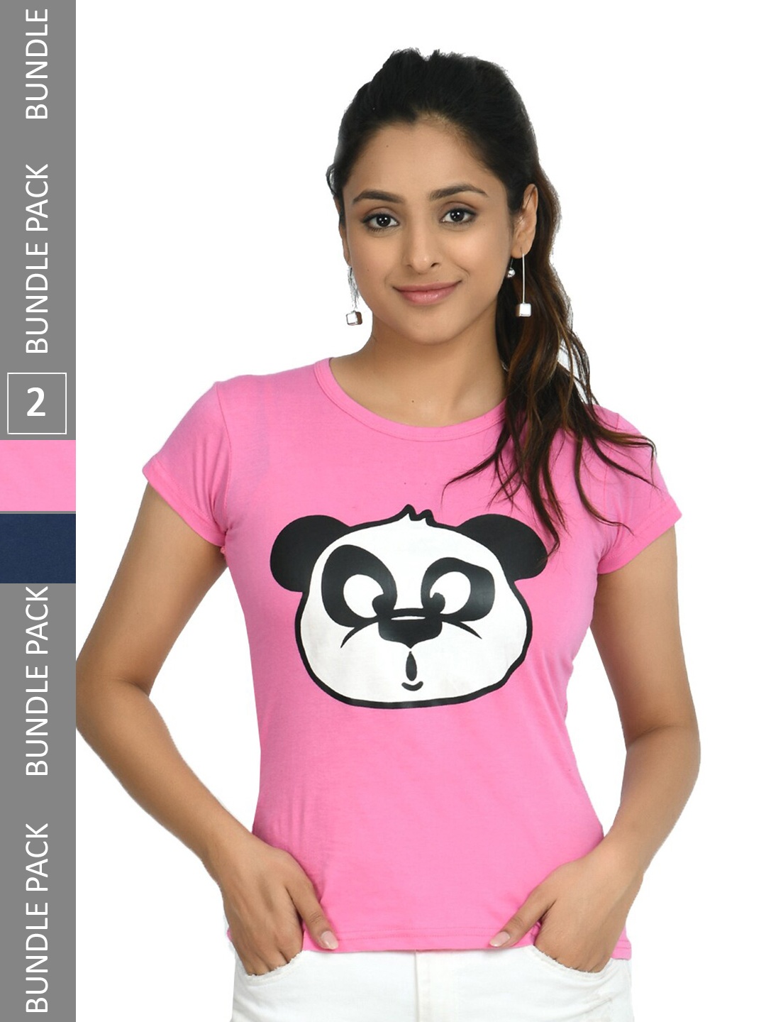 

IndiWeaves Pack Of 2 Printed Pure Cotton T-shirt, Pink