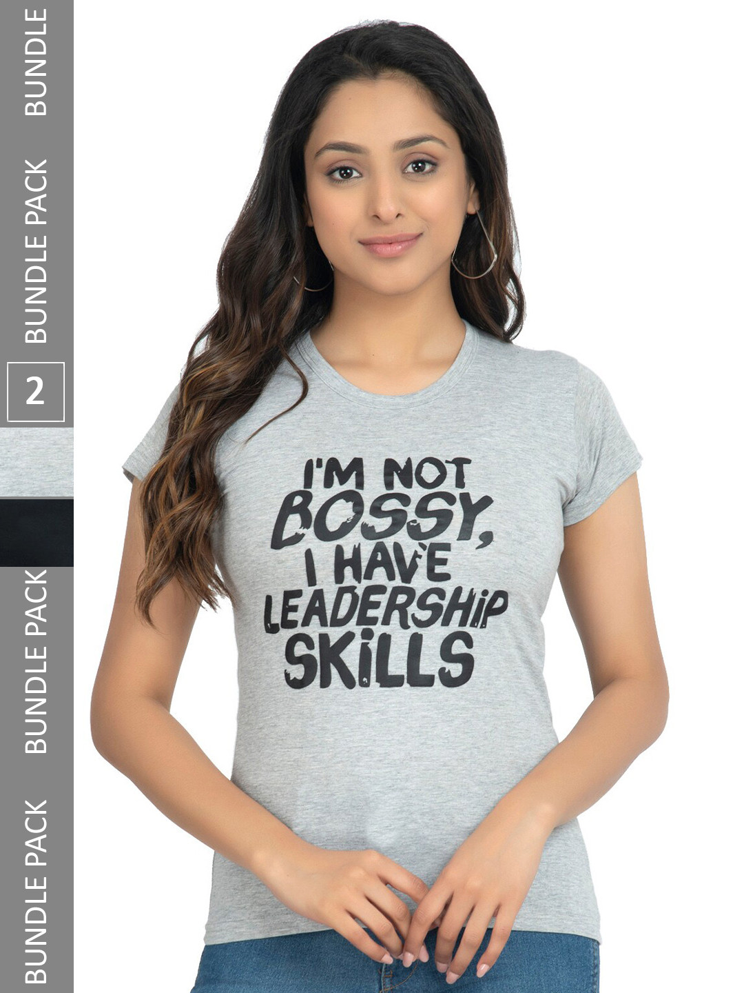

IndiWeaves Pack Of 2 Printed Pure Cotton T-shirts, Grey