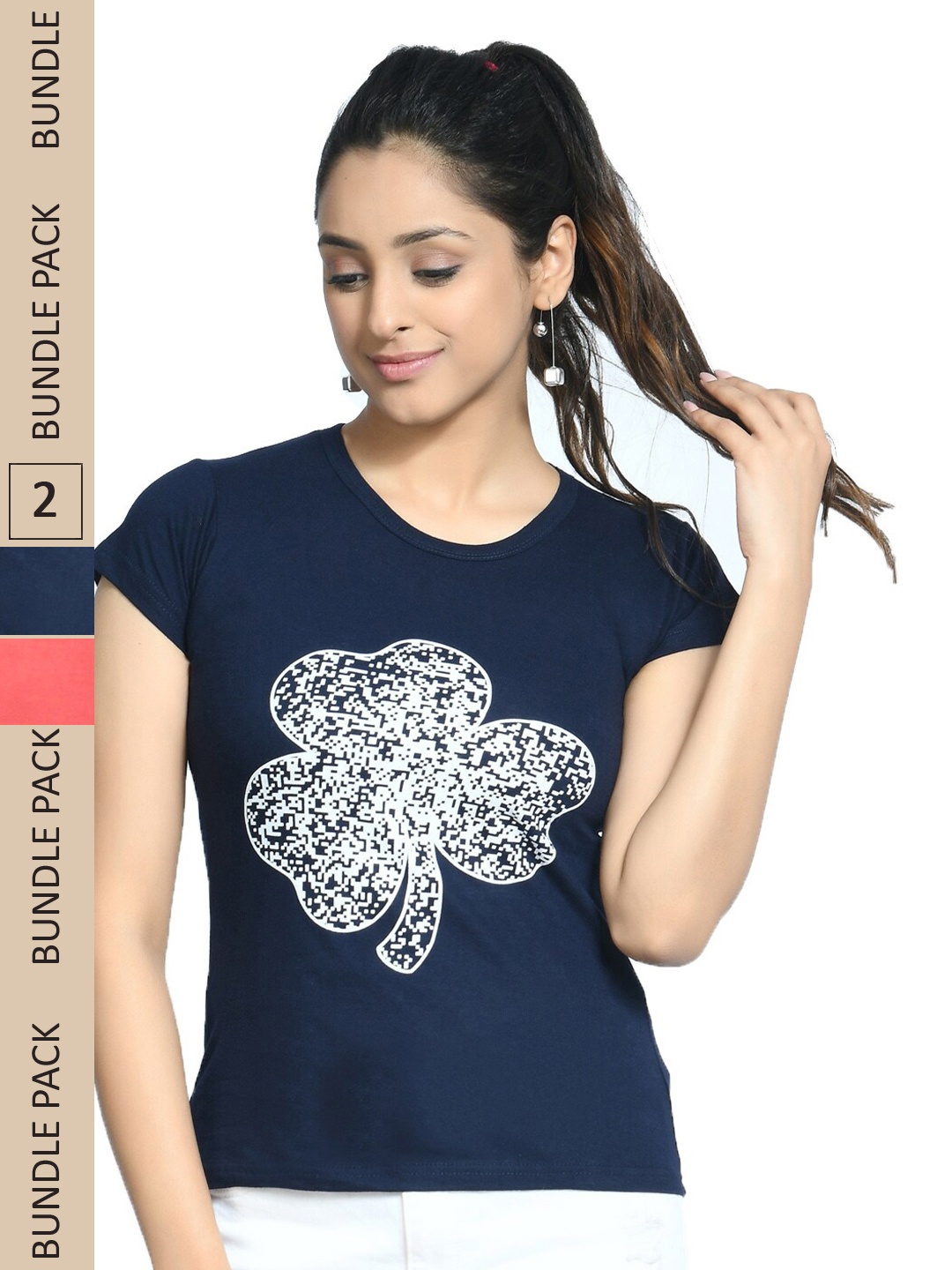 

IndiWeaves Pack Of 2 Conversational Printed Pure Cotton T-shirt, Multi