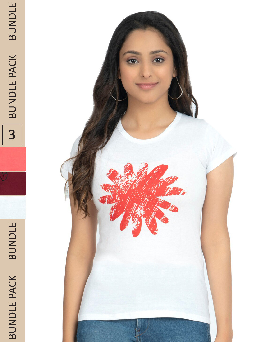 

IndiWeaves Pack Of 3 Printed Printed Pure Cotton T-shirts, White