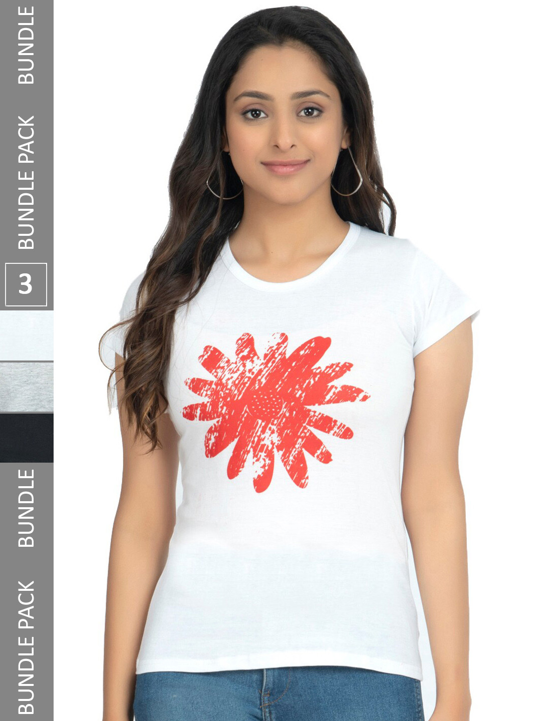 

IndiWeaves Pack Of 3 Conversational Printed Pure Cotton T-shirt, White