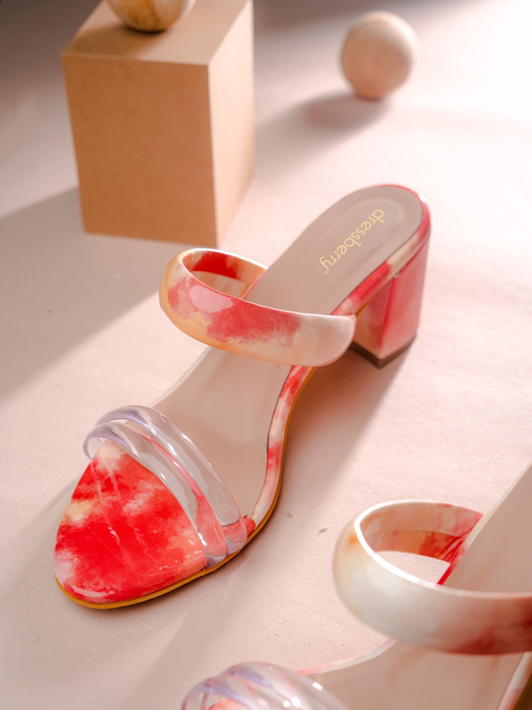 

DressBerry Peach Coloured & Beige Open Toe Block Heels