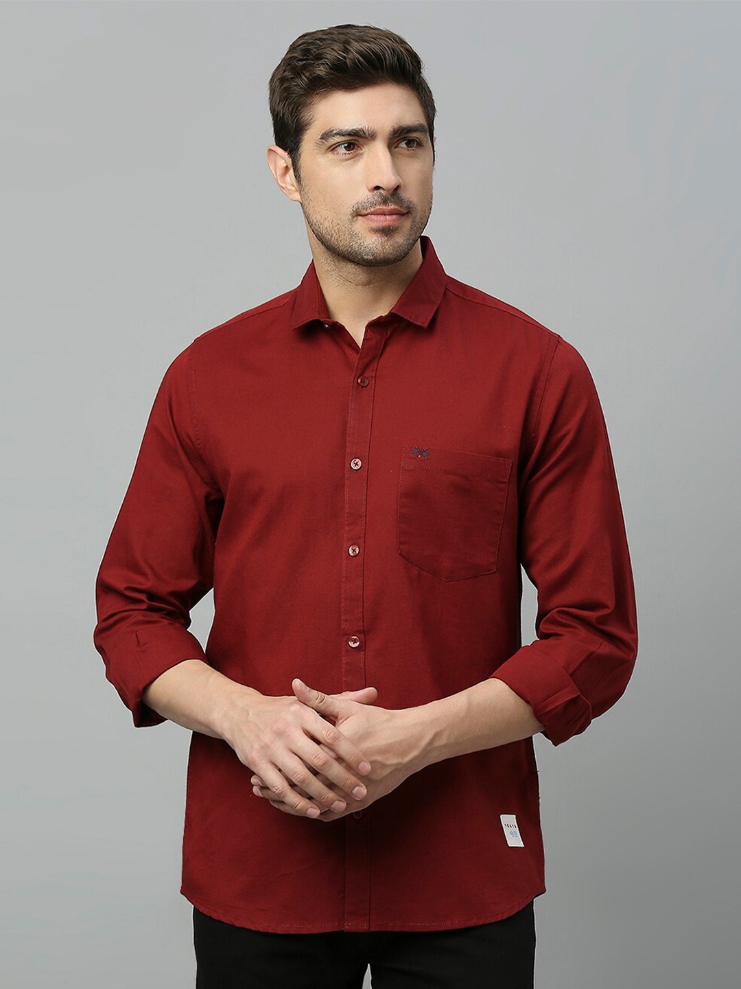 

Thomas Scott Spread Collar Classic Slim Fit Opaque Casual Shirt, Maroon