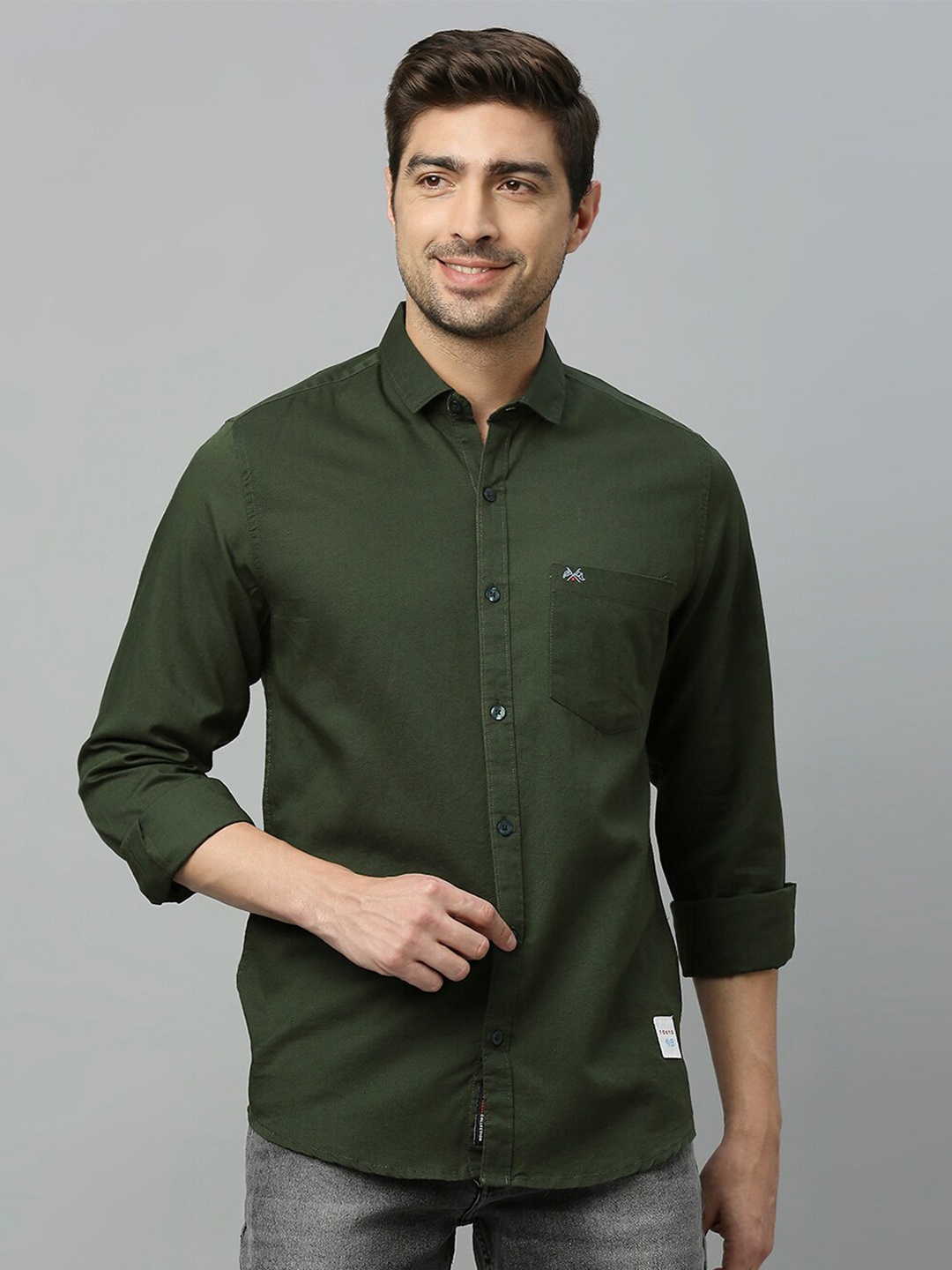 

Thomas Scott Spread Collar Classic Slim Fit Opaque Casual Shirt, Green