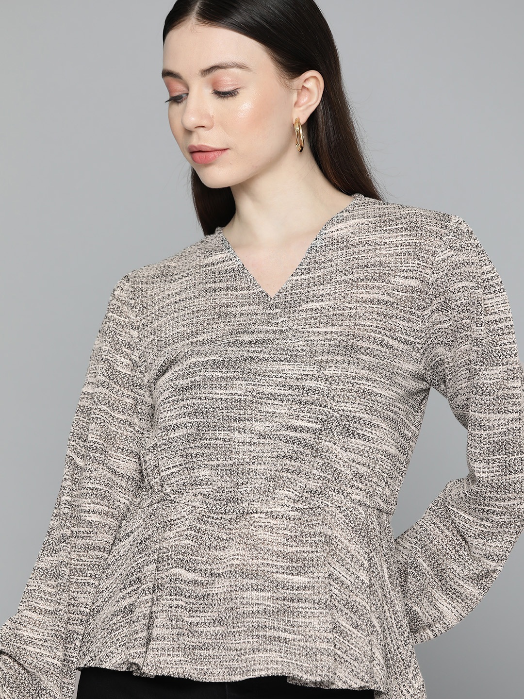 

Chemistry Print Puff Sleeves Wrap Top, Multi