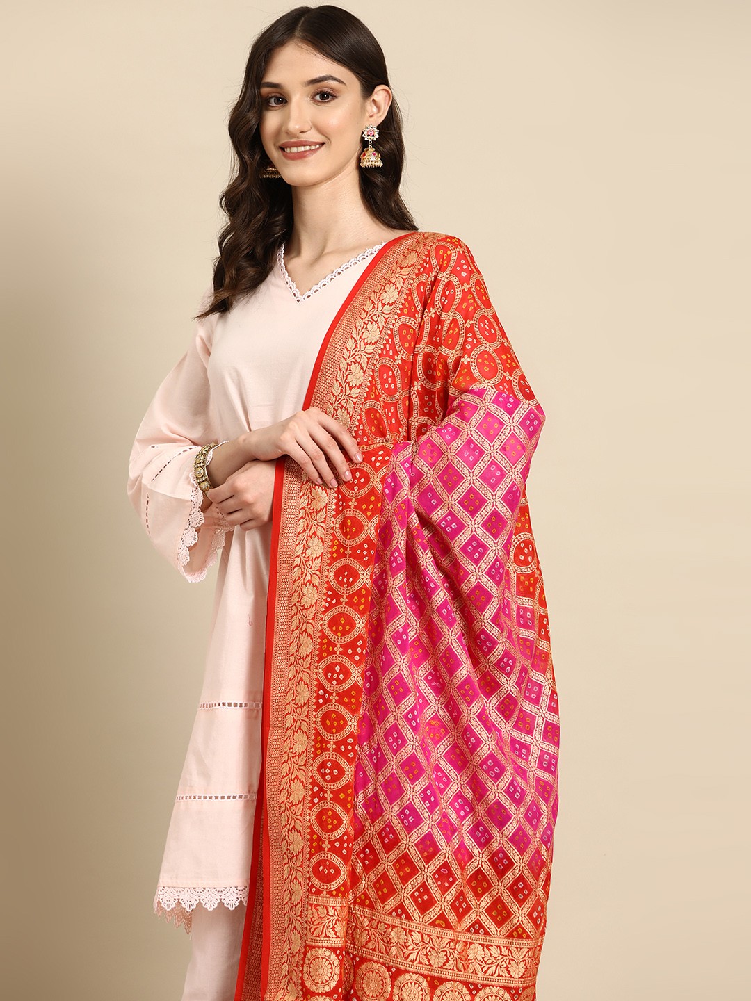 

Banarasi Style Ethnic Motifs Woven Design Pure Silk Dupatta with Zari, Orange