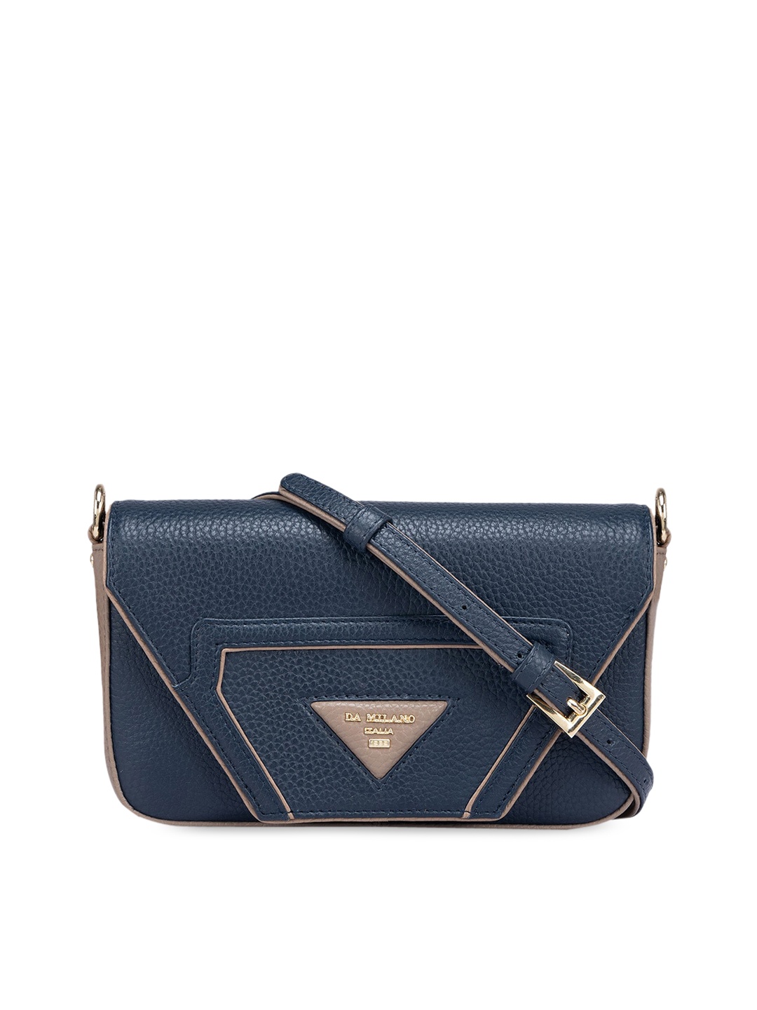 

Da Milano Textured Leather Structured Sling Bag, Blue