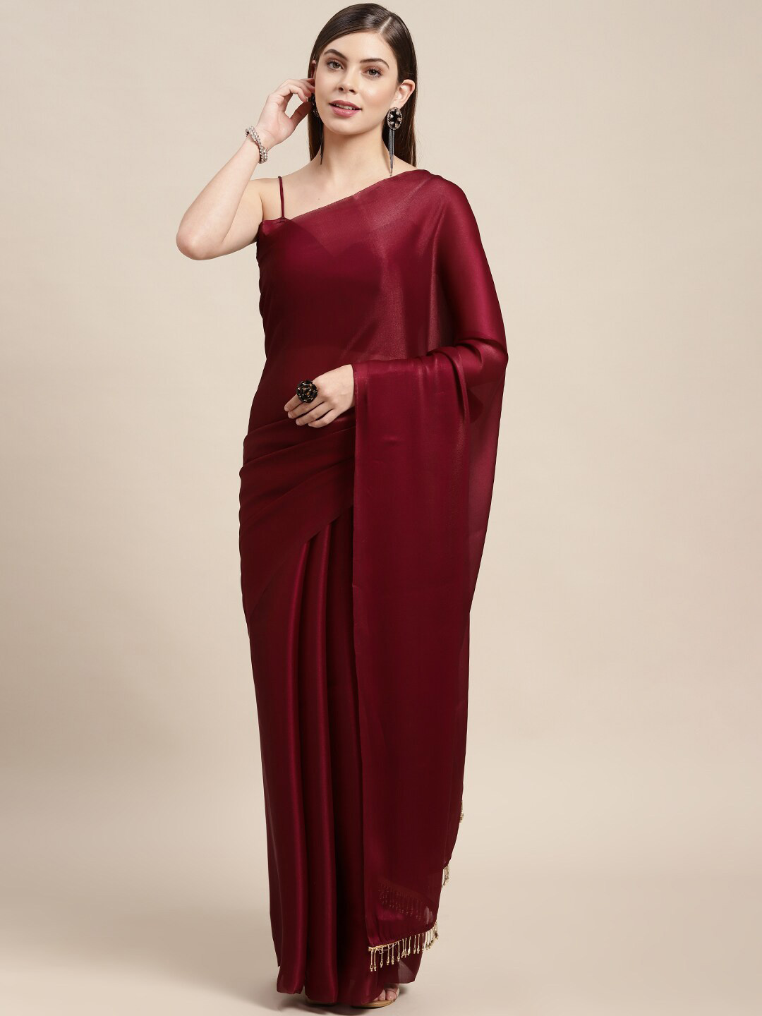 

DIVASTRI Tassled Tissue Saree, Purple