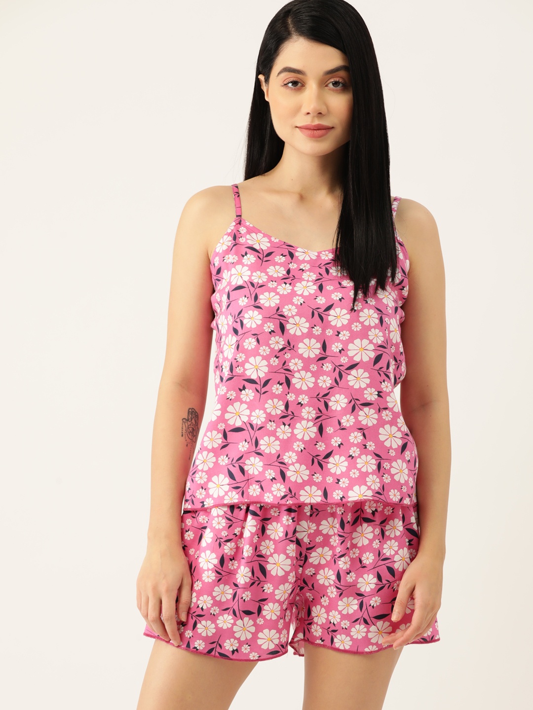

ETC Women Floral Printed Night Suit, Pink