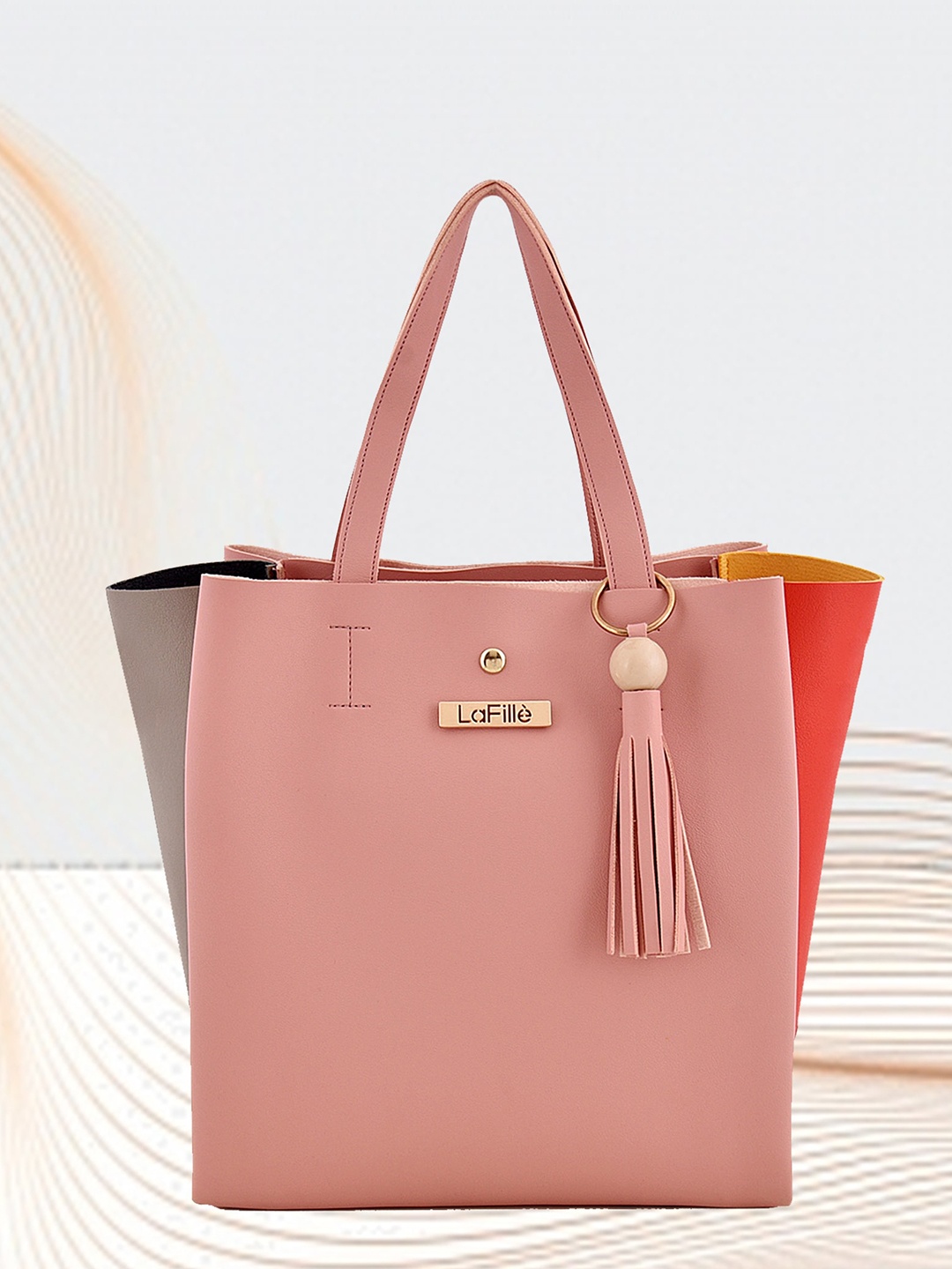 

LaFille Textured Structured Tote Bag With Tasselled, Pink