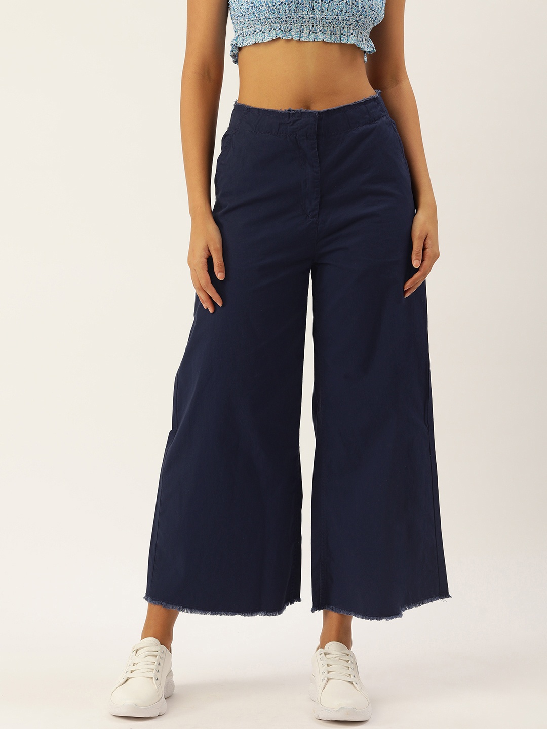 

FOREVER 21 Women Flared Culottes, Navy blue