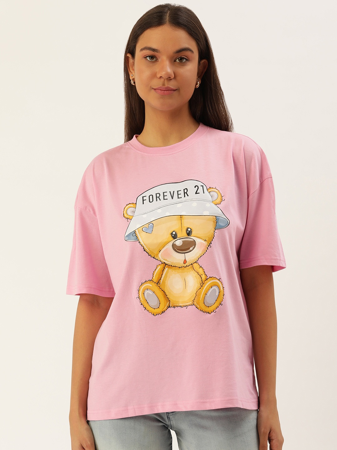

FOREVER 21 Printed Extended Sleeves Top, Pink