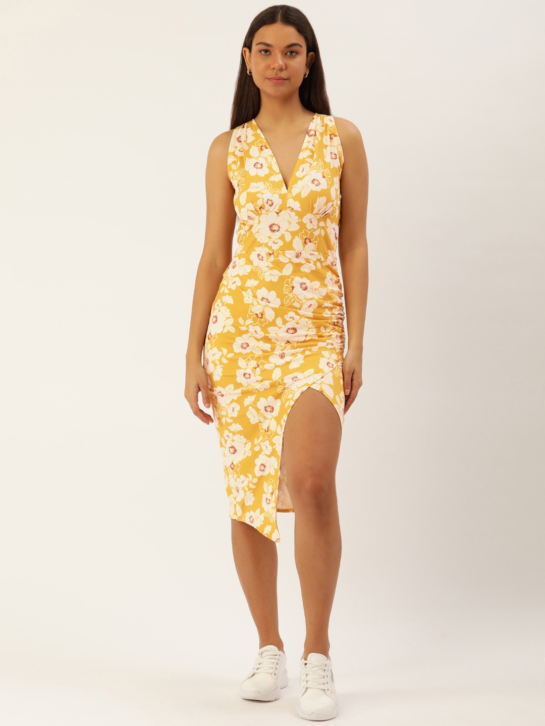 

FOREVER 21 Floral Print Sheath Dress, Yellow