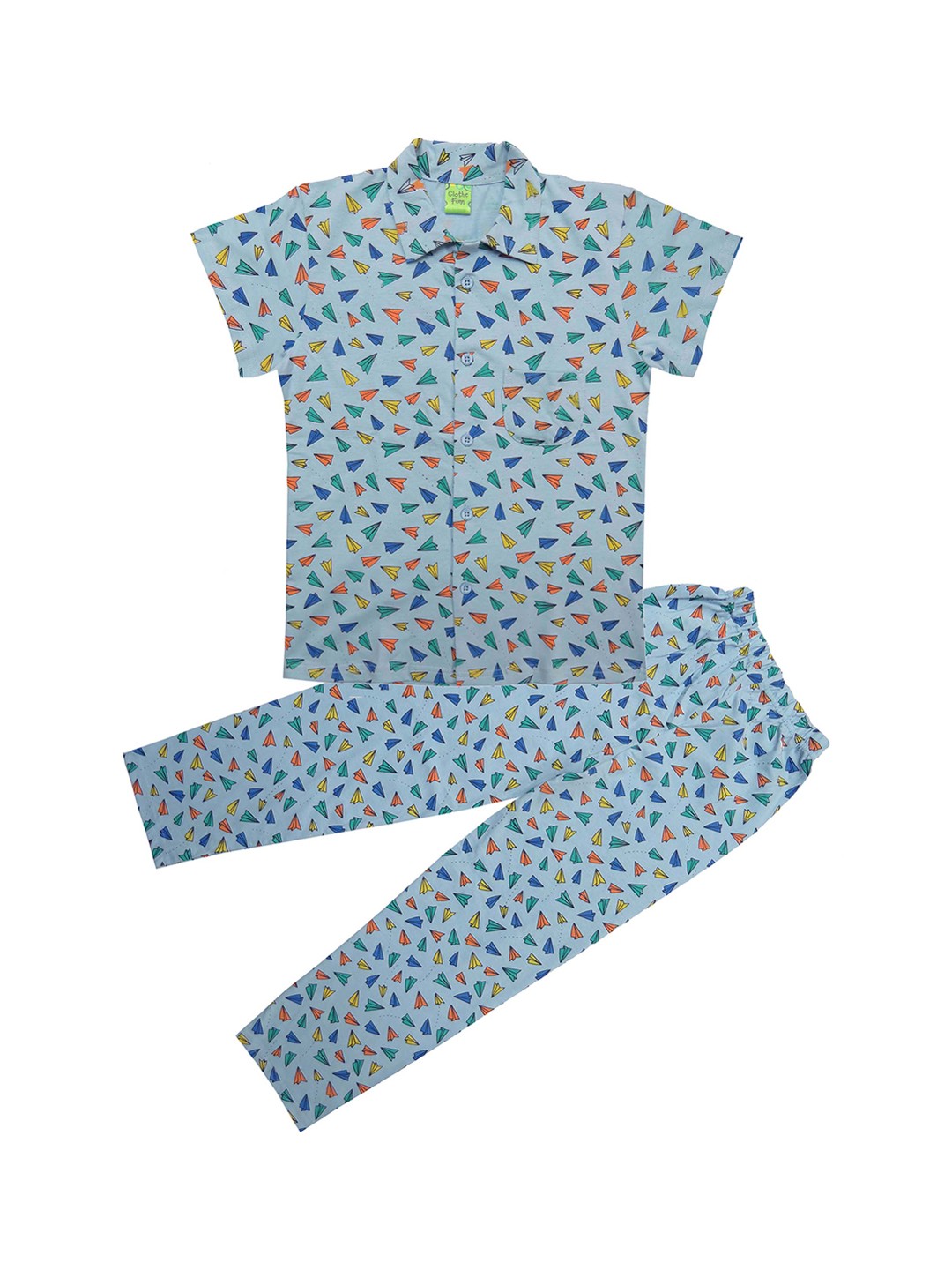 

Clothe Funn Boys Conversational Printed Pure Cotton Night Suit, Blue