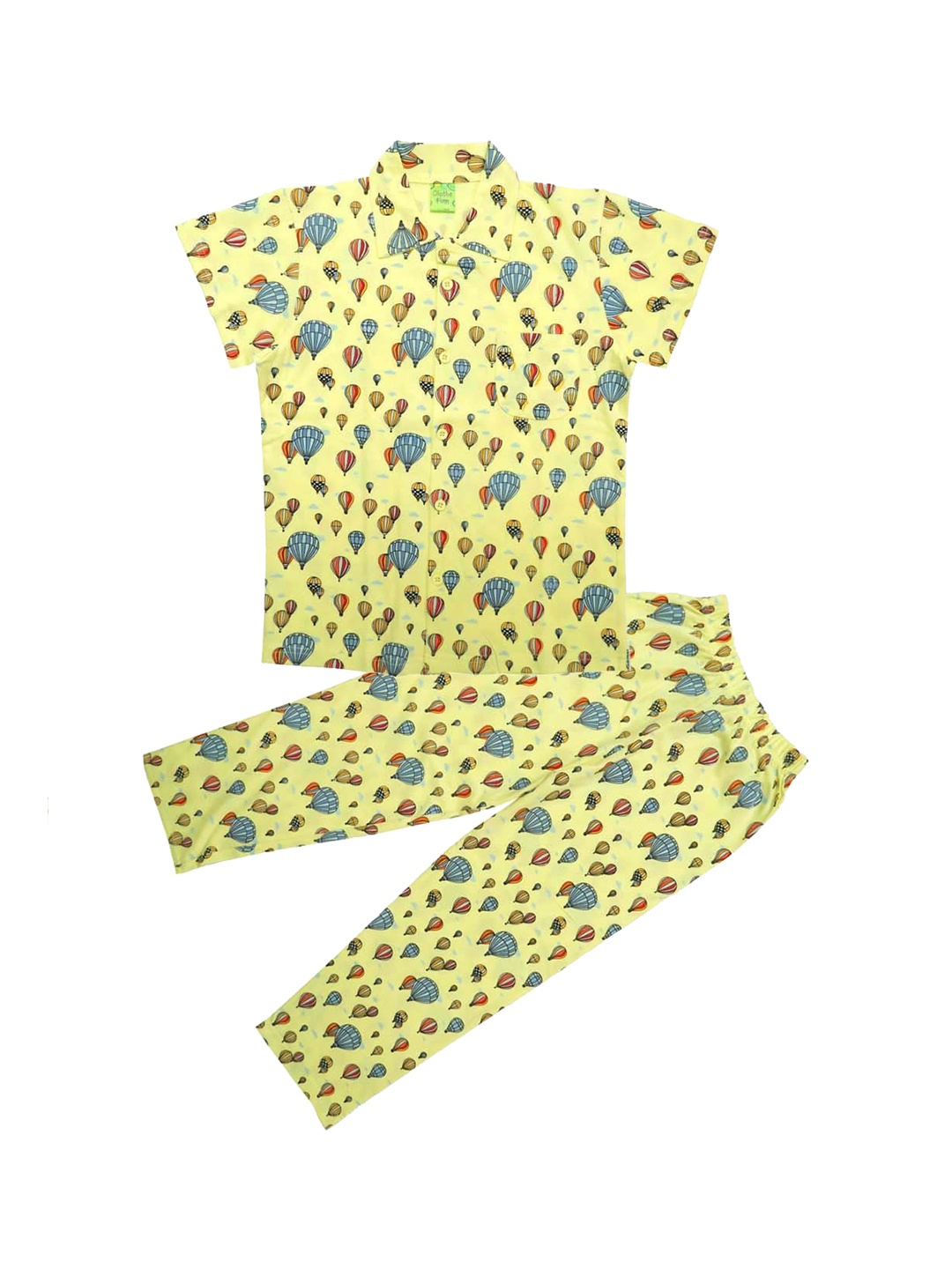 

Clothe Funn Boys Conversational Printed Pure Cotton Night Suit, Yellow