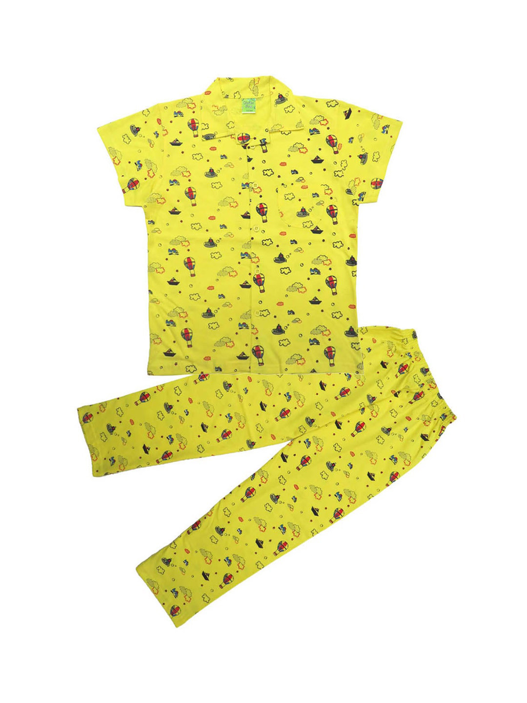 

Clothe Funn Boys Conversational Printed Pure Cotton Night Suit, Yellow