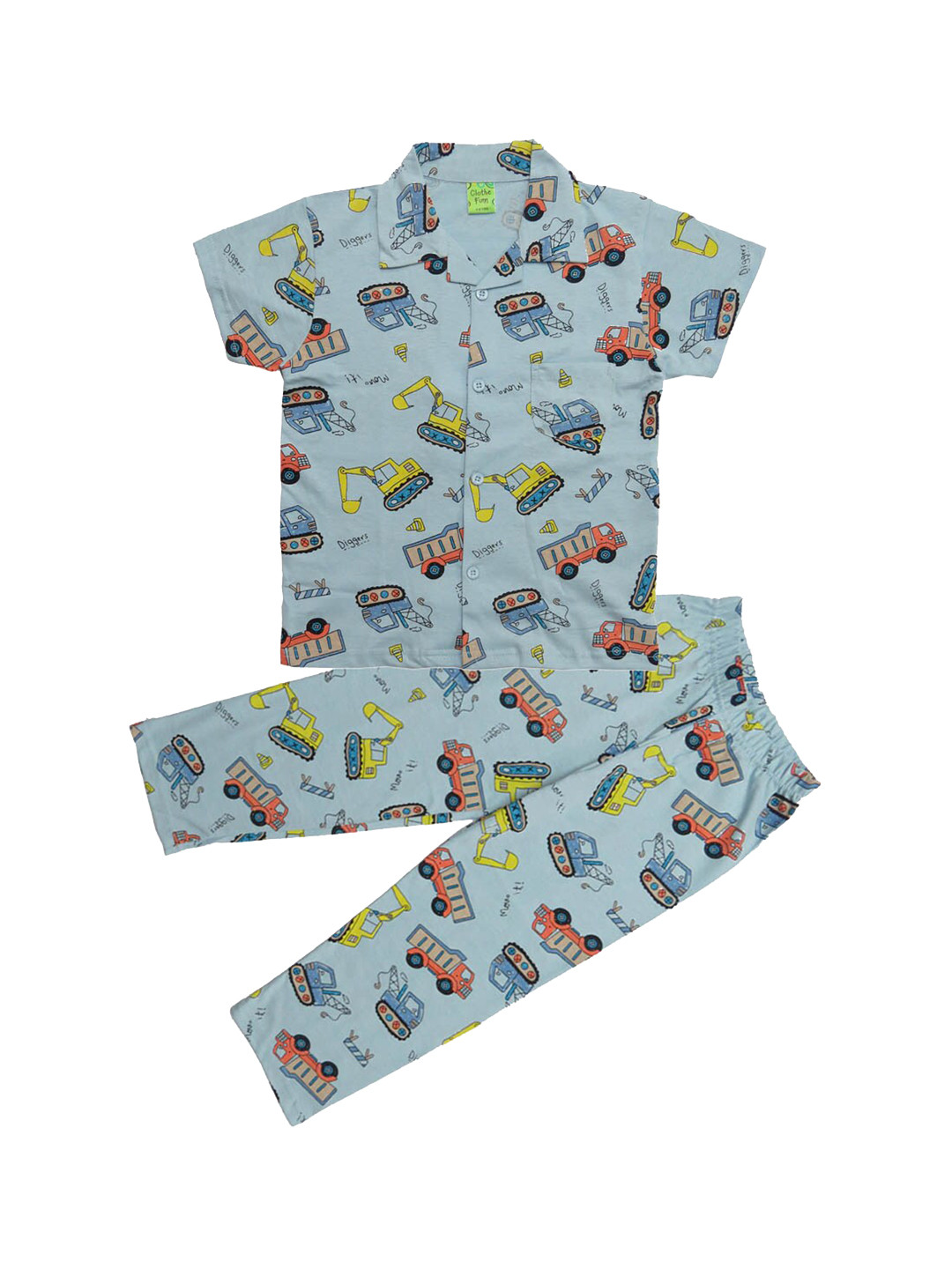 

Clothe Funn Boys Conversational Printed Pure Cotton Night Suit, Blue