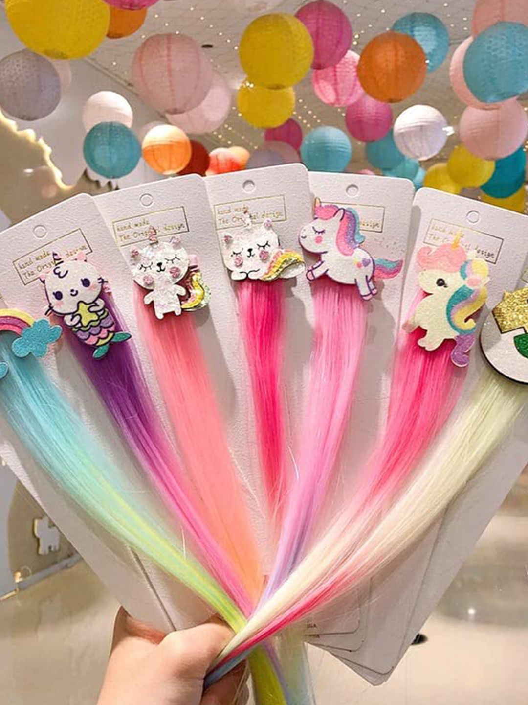 

LYTIX Girls Set of 3 Assorted Braiding Long Hair Extension Clips, Pink