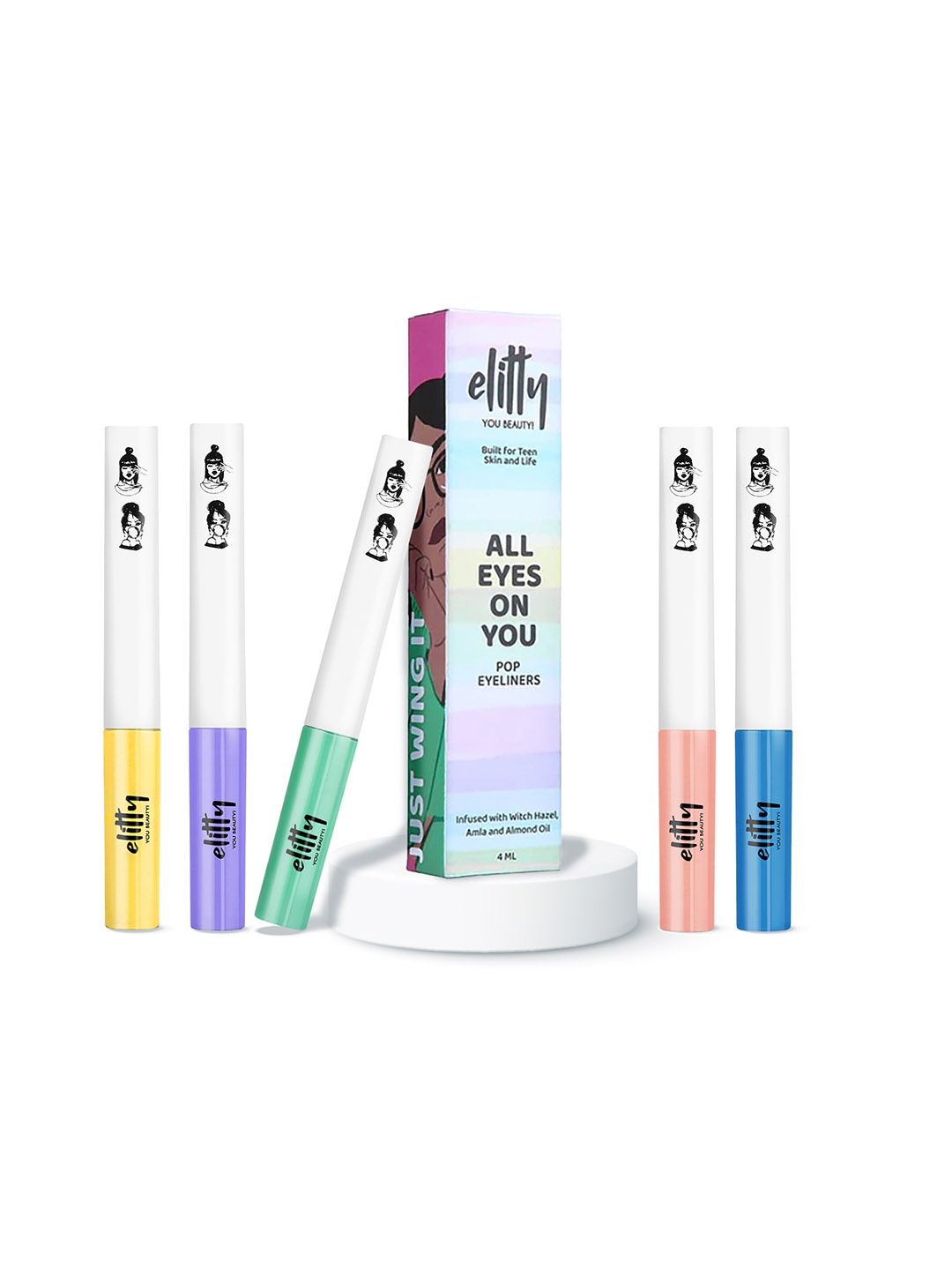 

Elitty 5 Pcs Eye Gotta Feeling Unicorn Eyeliners Combo - 4ml Each, Pink