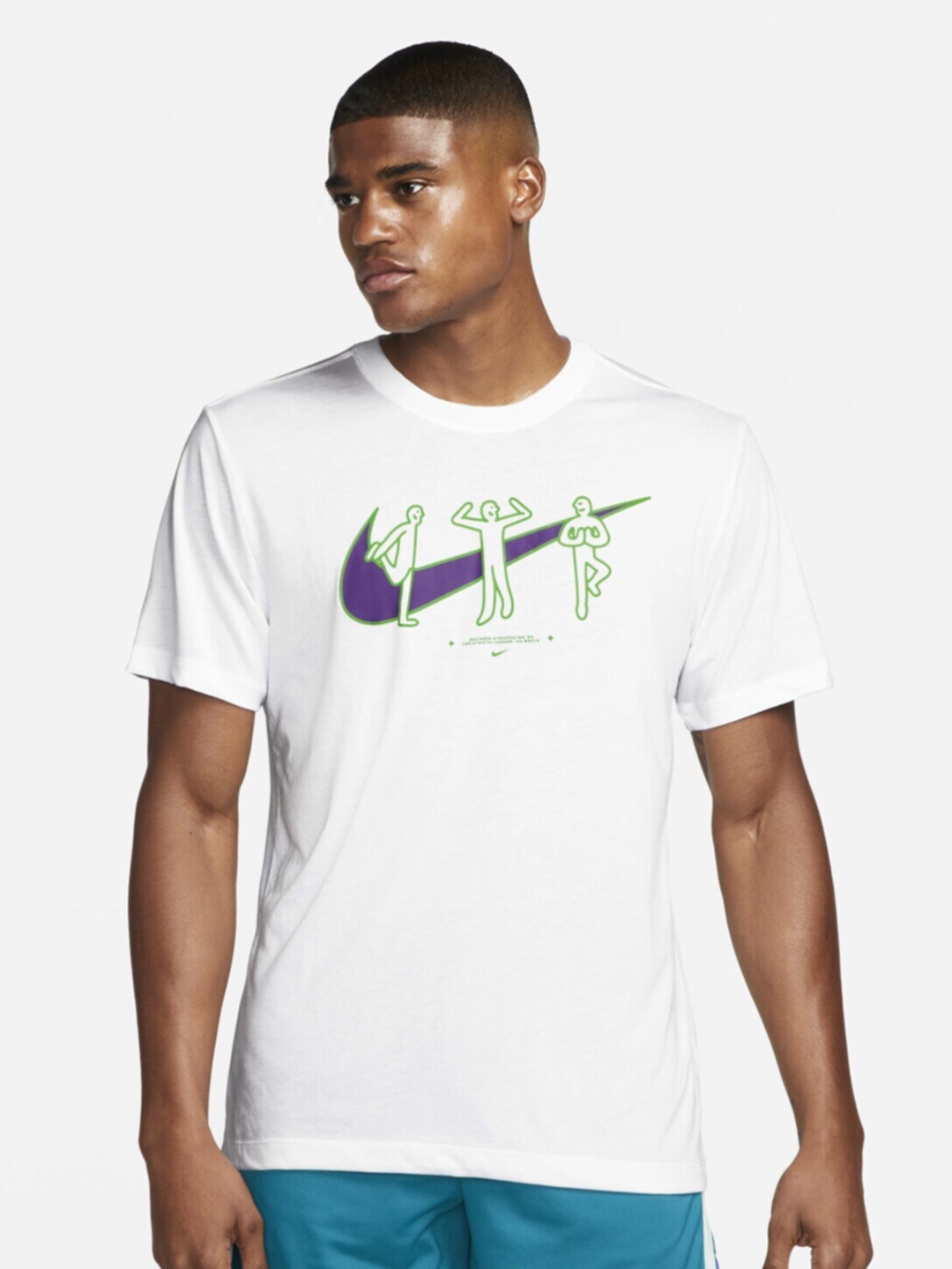 

Nike Men Dri-FIT Brand Logo Printed Training T-Shirt, White